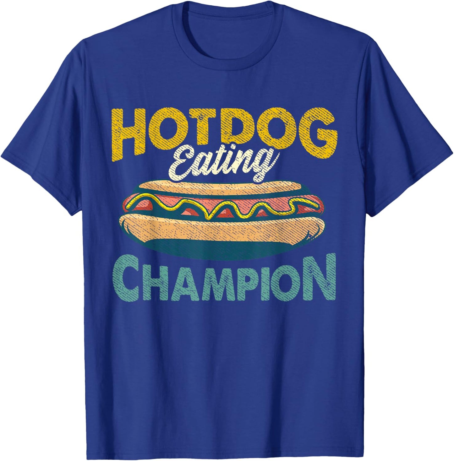 Hotdog Eating Champion Funny Estate Fair Retro Food Contest Men Women T-Shirt - T-Shirt | Royal