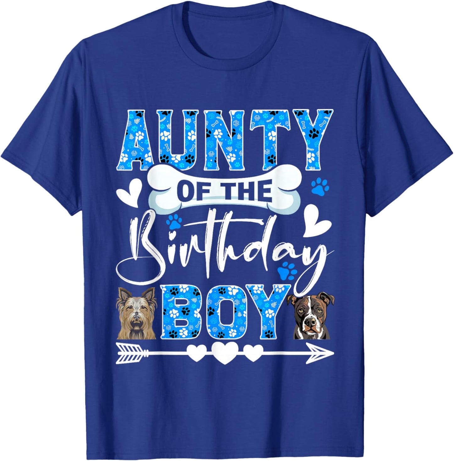 Aunty Of The Birthday Boy Dog Paw Bday Party Matching T-Shirt - T-Shirt | Royal