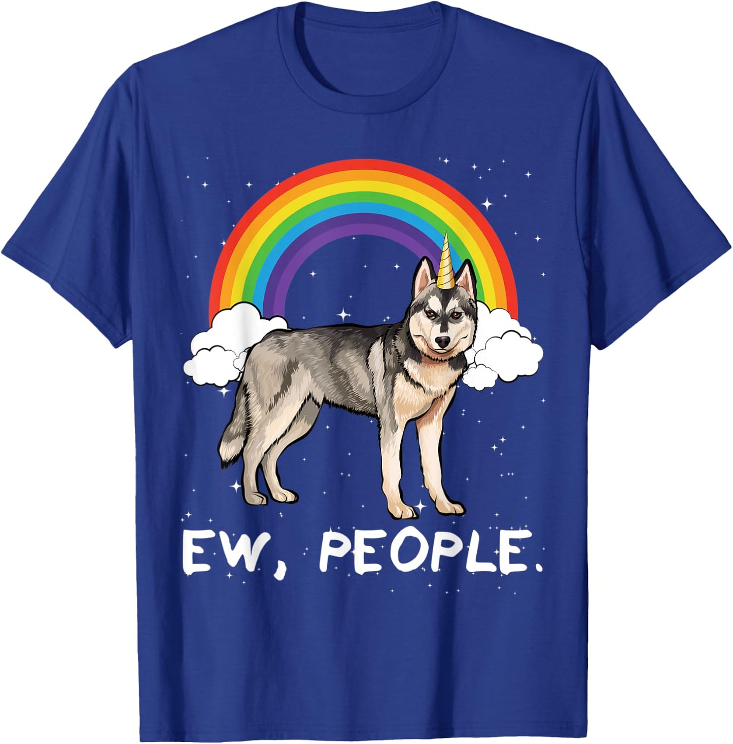 Rainbow Siberian Husky Ew People Unicorn Dog Men Women Kids T-Shirt - T-Shirt | Royal