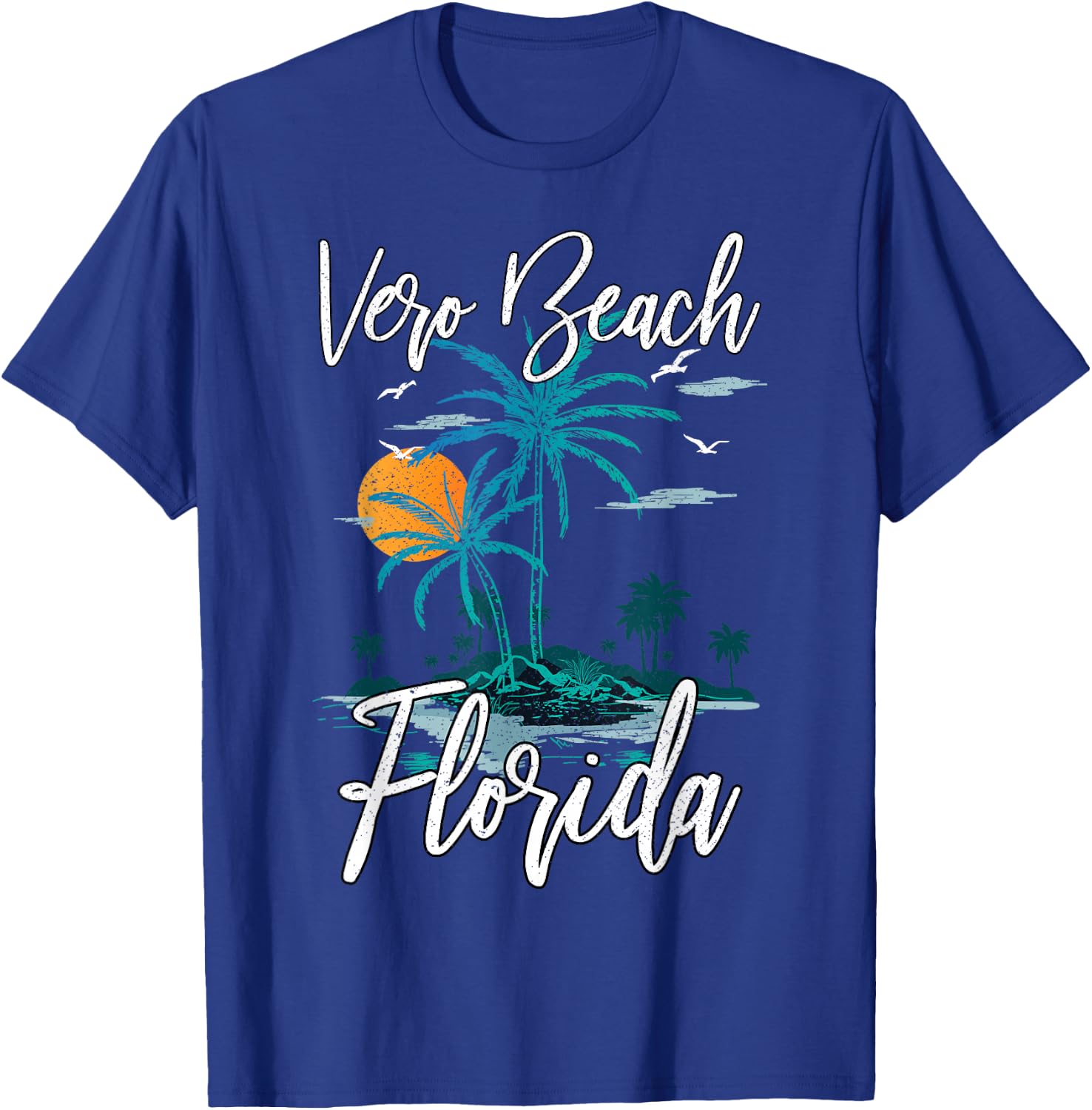 Family Vacation Retro Sunset Florida Vero Beach Women Kids T-Shirt - T-Shirt | Royal