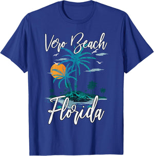 Family Vacation Retro Sunset Florida Vero Beach Women Kids T-Shirt - T-Shirt | Royal