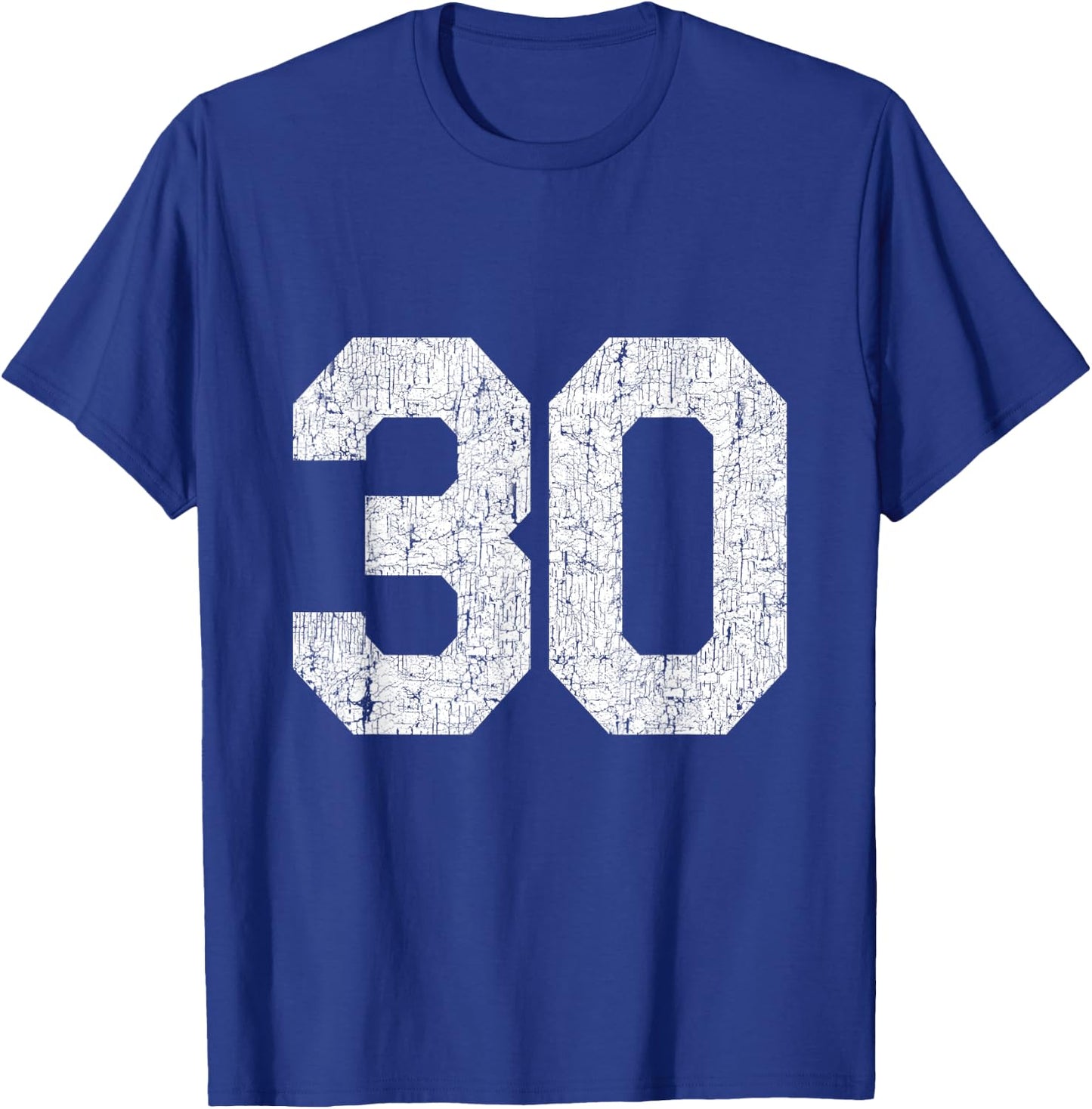 #30 Jersey Uniform Varsity Sports Number, 30th Birthday T-Shirt - T-Shirt | Royal