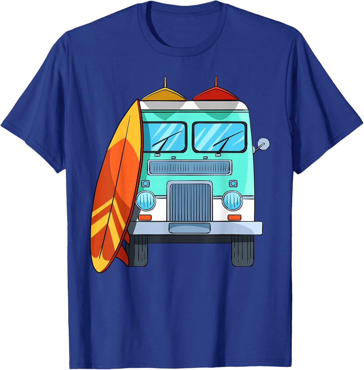 Surf Van Surfboard Palm Trees Surfing Surfer Waves Summer Men Women Girls Kids T-Shirt - T-Shirt | Royal