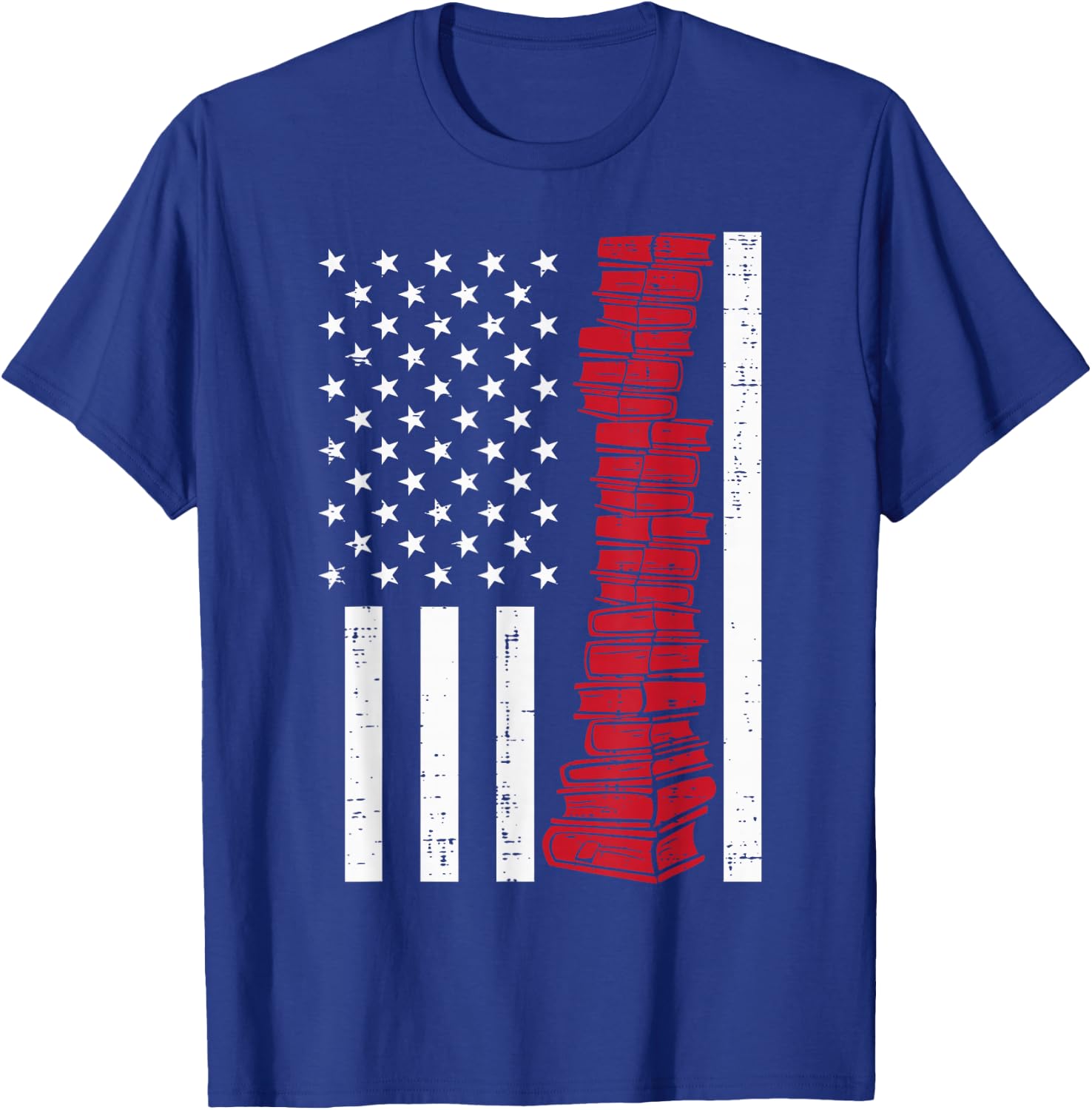 America Flag Read Book Reading Librarian Men Women Kids T-Shirt - T-Shirt | Royal