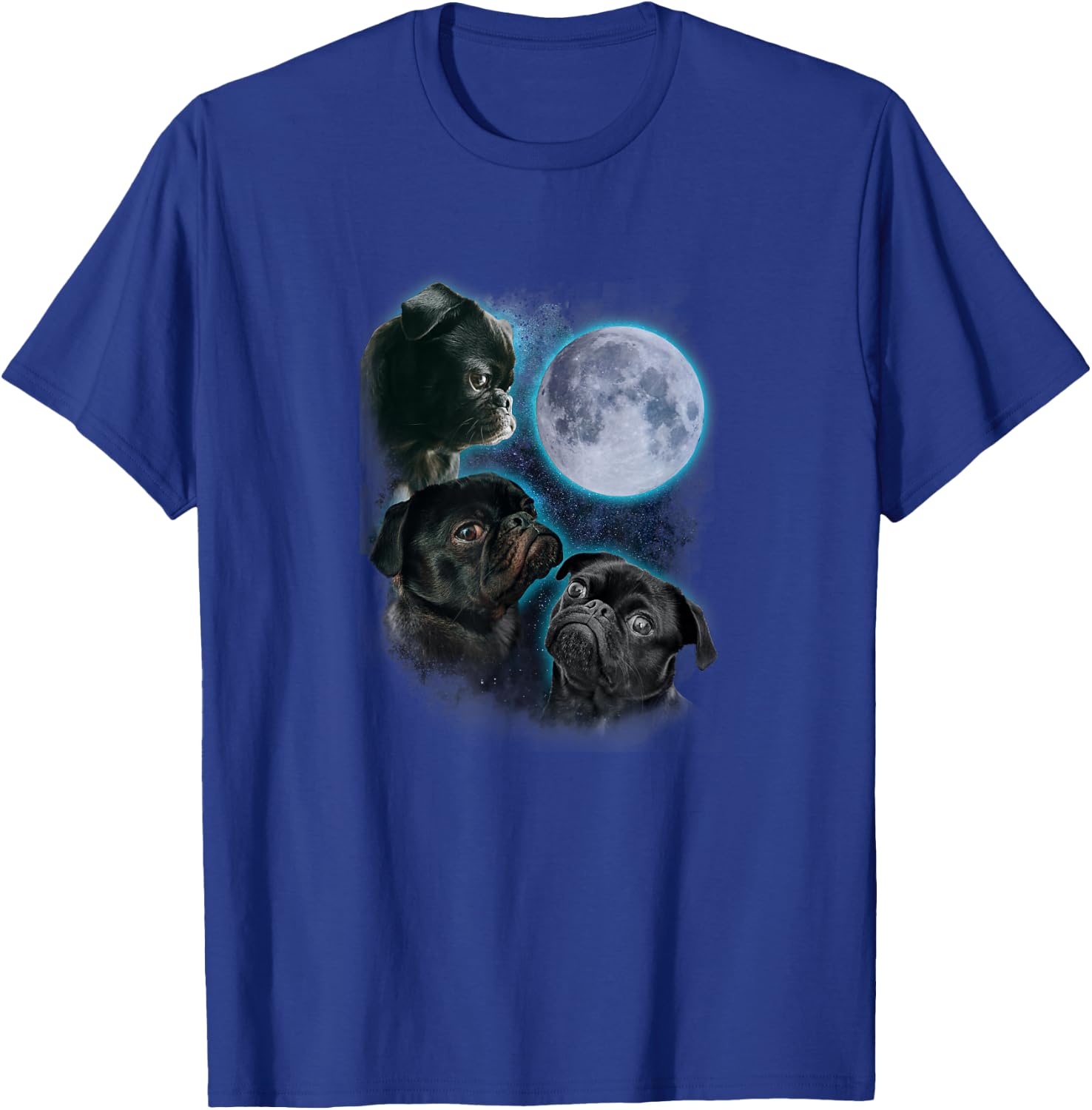 Three pug moon T-Shirt - T-Shirt | Royal