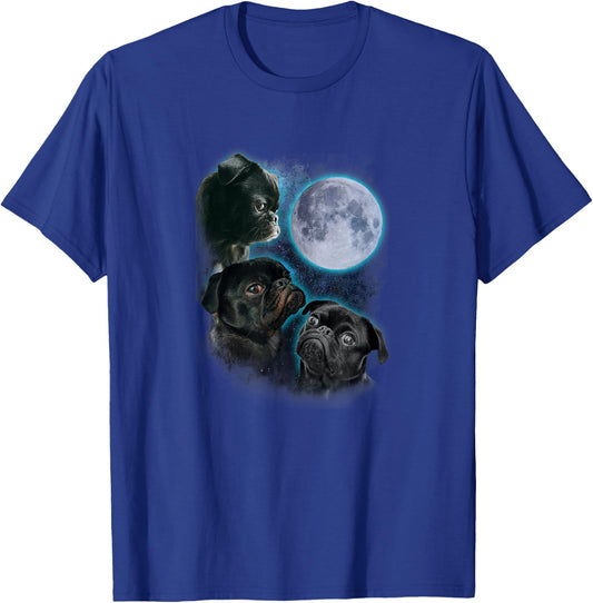 Three pug moon T-Shirt - T-Shirt | Royal