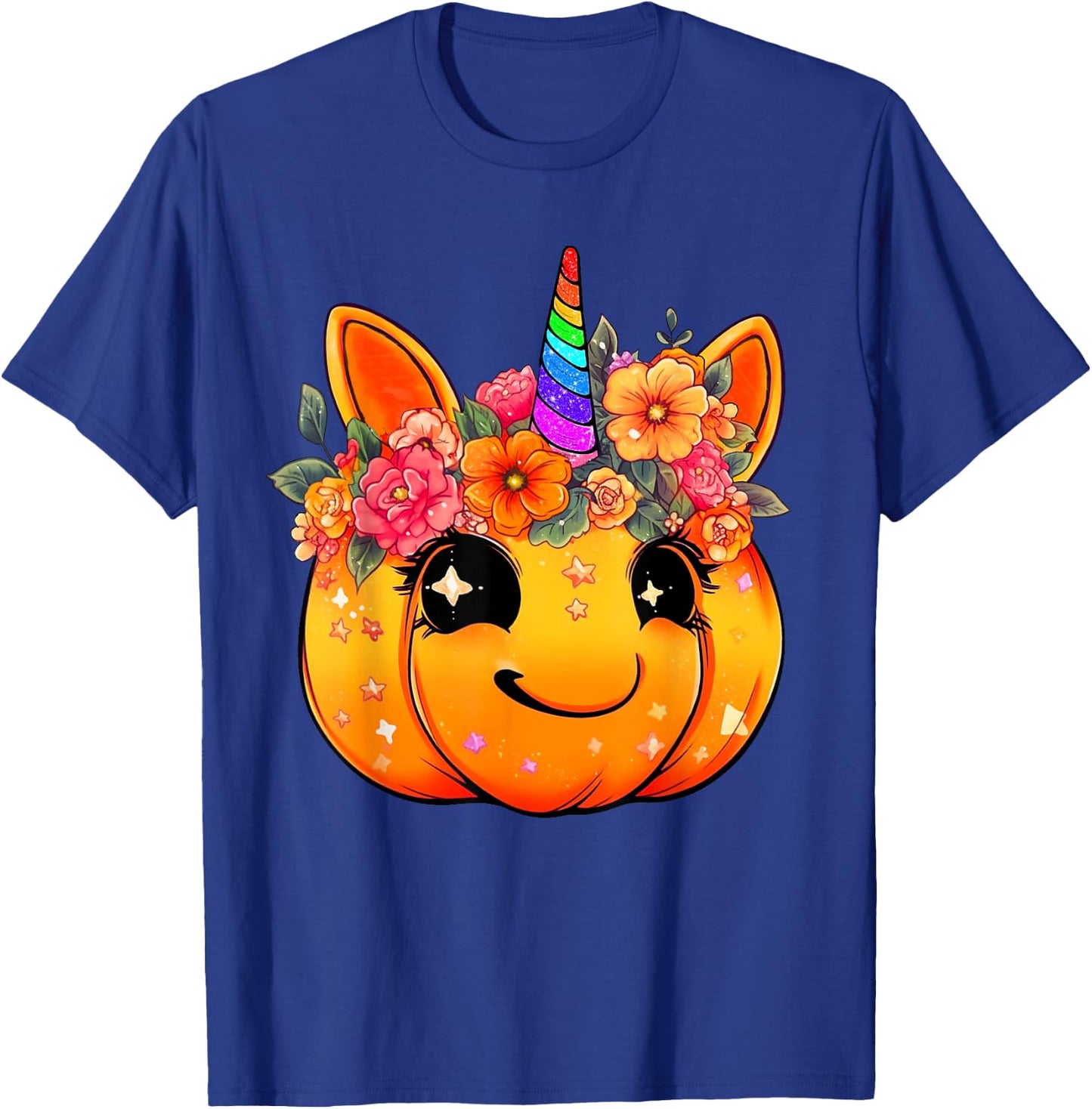 Cute Unicorn Pumpkin Halloween Thanksgiving Fall Autumn Girl T-Shirt - T-Shirt | Royal