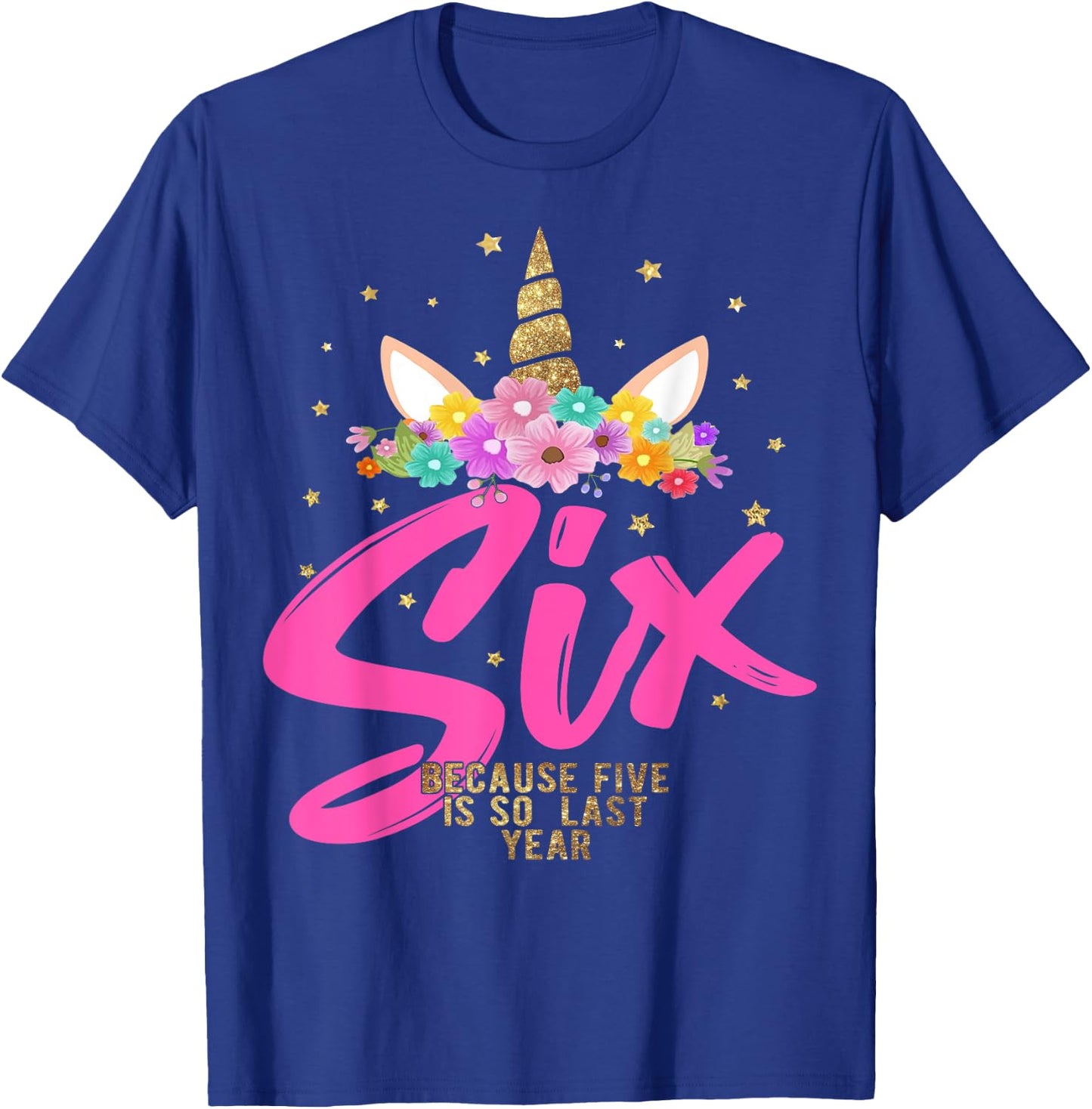 Unicorn Birthday Girl 6 Years Old Gift 6th B-day T-Shirt - T-Shirt | Royal