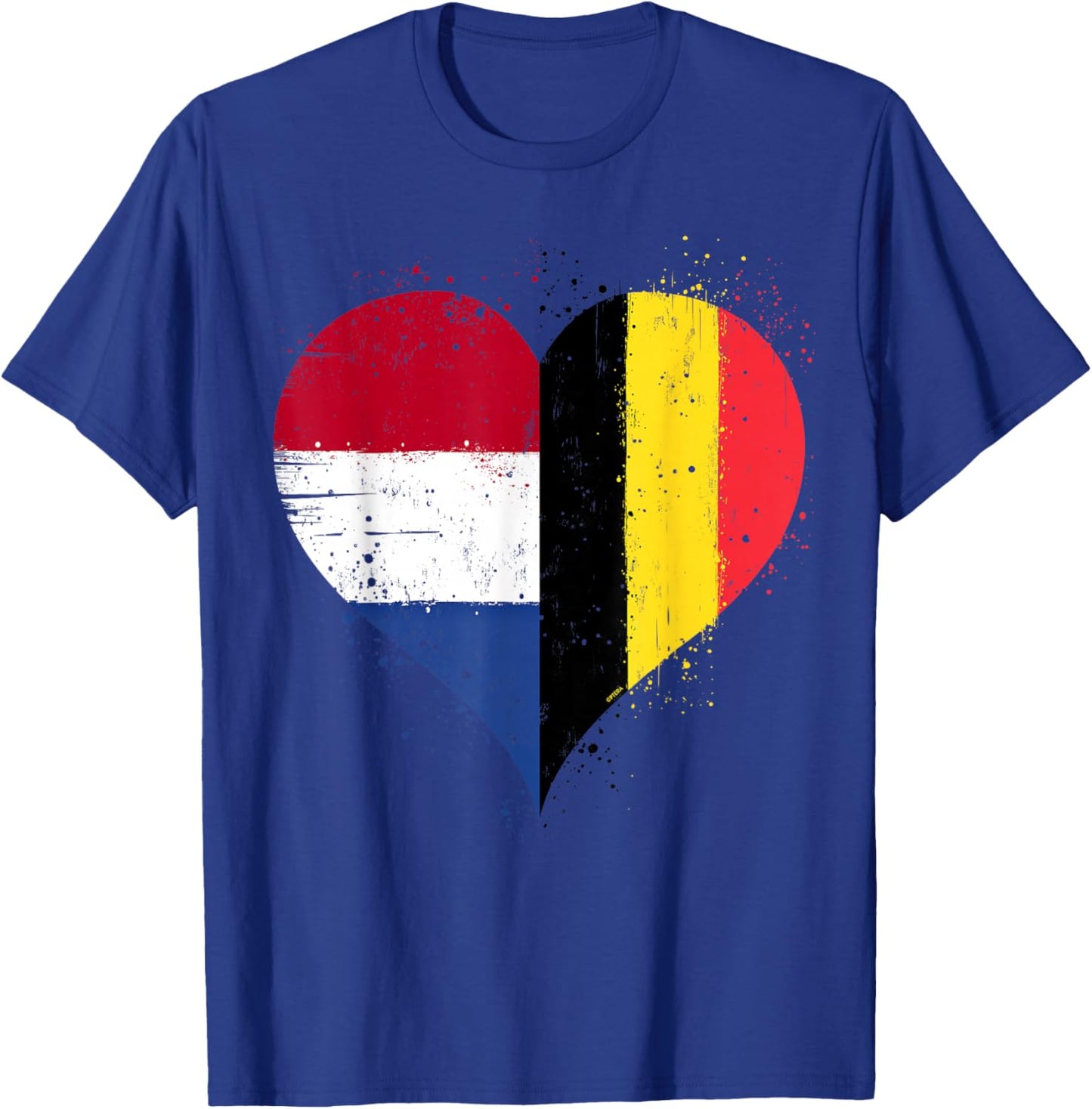 Cool Belgium Netherlands Flag Heart for Belgian Dutch Pride T-Shirt - T-Shirt | Royal