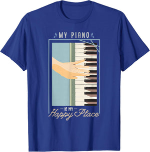 My piano is my happy place Gifts for a Piano player Jazz T-Shirt - T-Shirt | Royal
