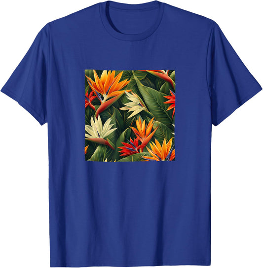 Bird Of Paradiese Flower Pattern Graphic T-Shirt - T-Shirt | Royal