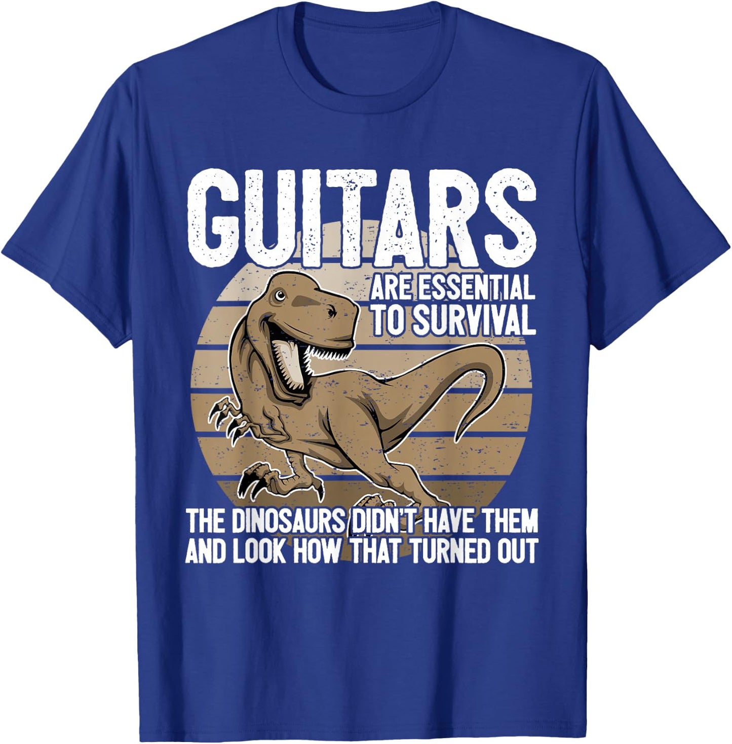 Funny Guitar Player Graphic Dinosaur Survive Guitarist Joke T-Shirt - T-Shirt | Royal
