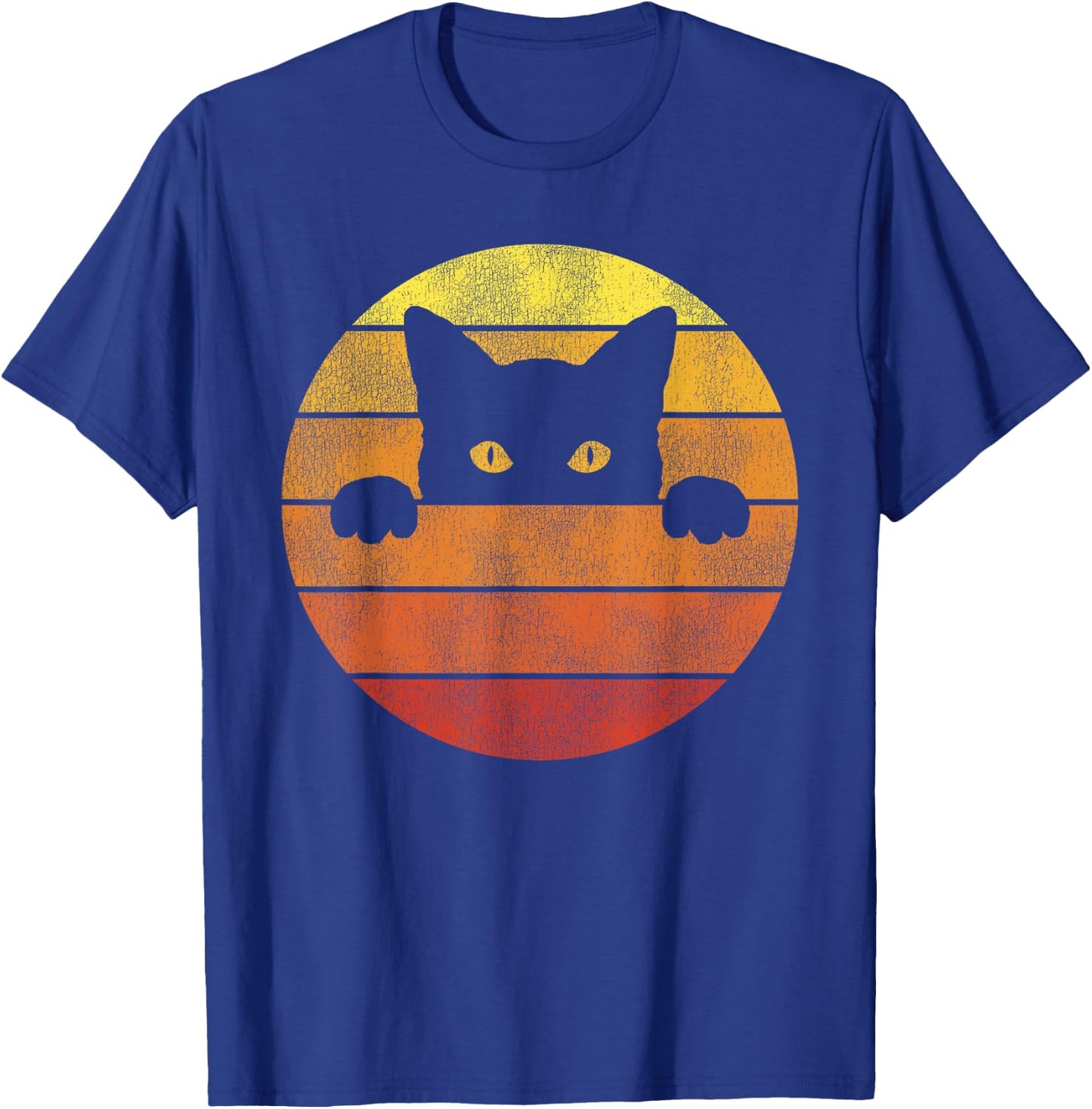 Retro Cat Shirt Vintage Funny Cat Men Women Girls Kids T-Shirt - T-Shirt | Royal