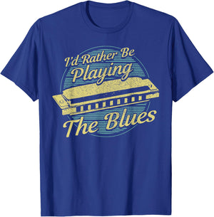 Blue Vintage Style Harmonica T-Shirt - T-Shirt | Royal