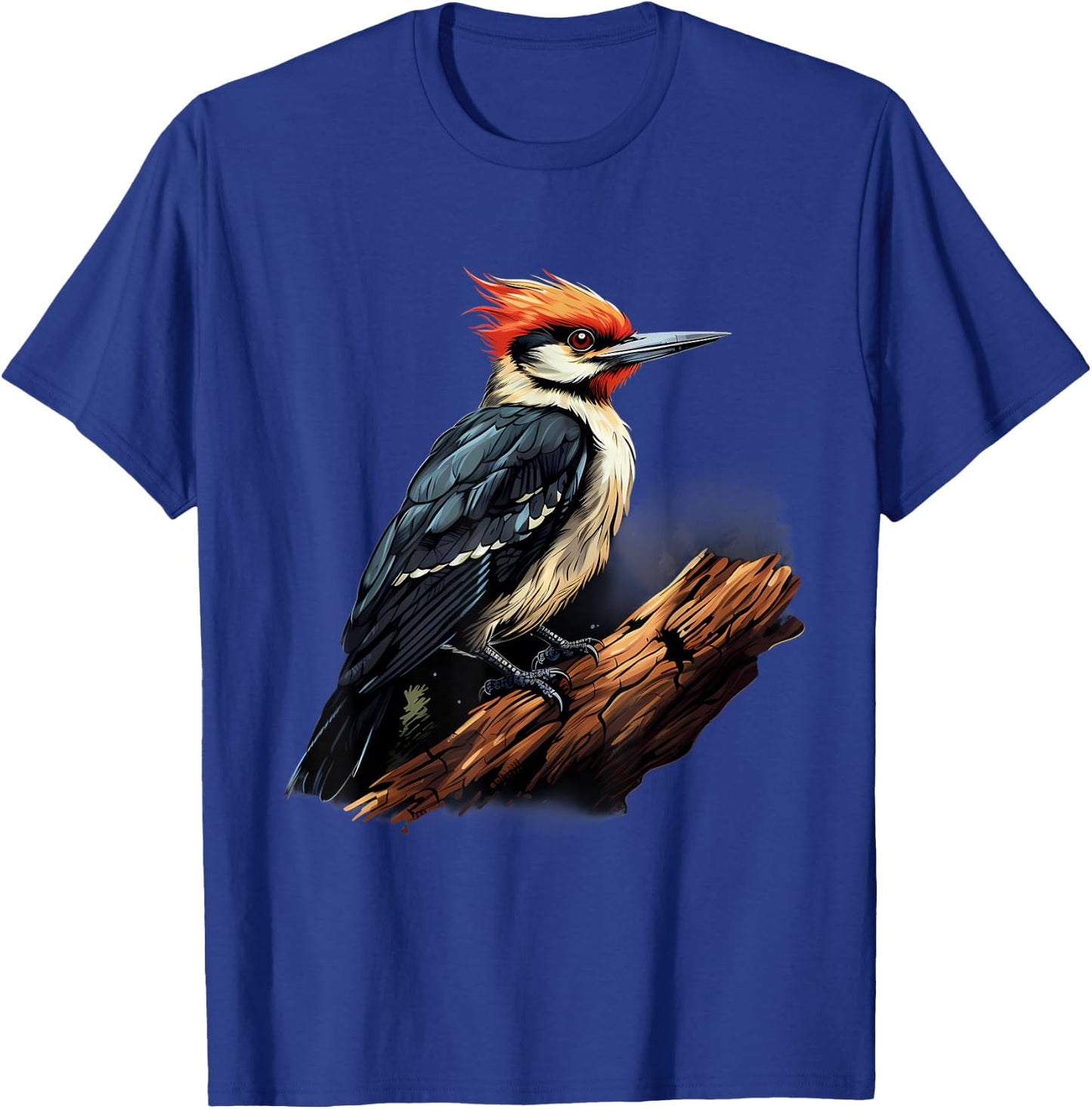 Woodpecker Artwork Nature Wildlife Animal Art Portrait T-Shirt - T-Shirt | Royal