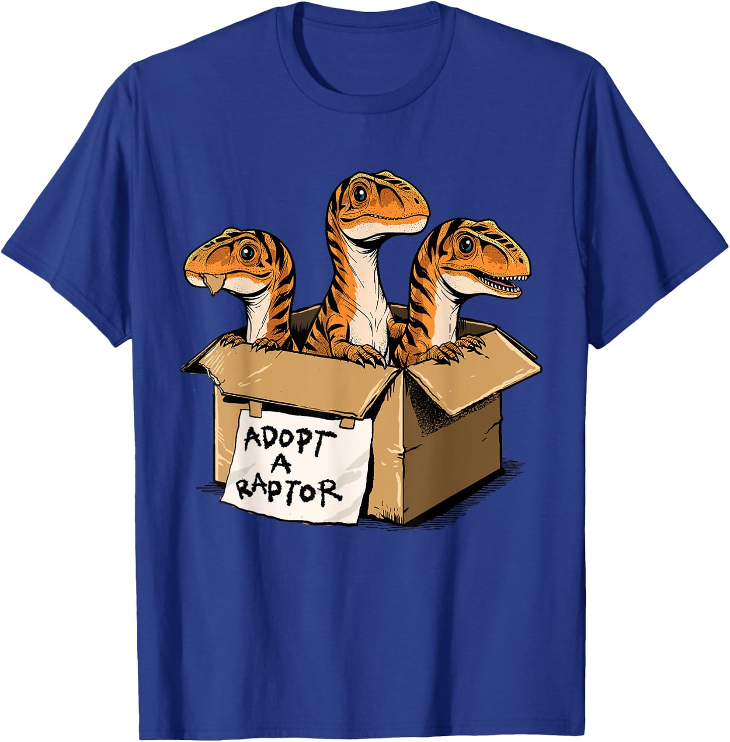 Raptor Shirt Adopt A Raptor Box Funny Dinosaur Adoption T-Shirt - T-Shirt | Royal