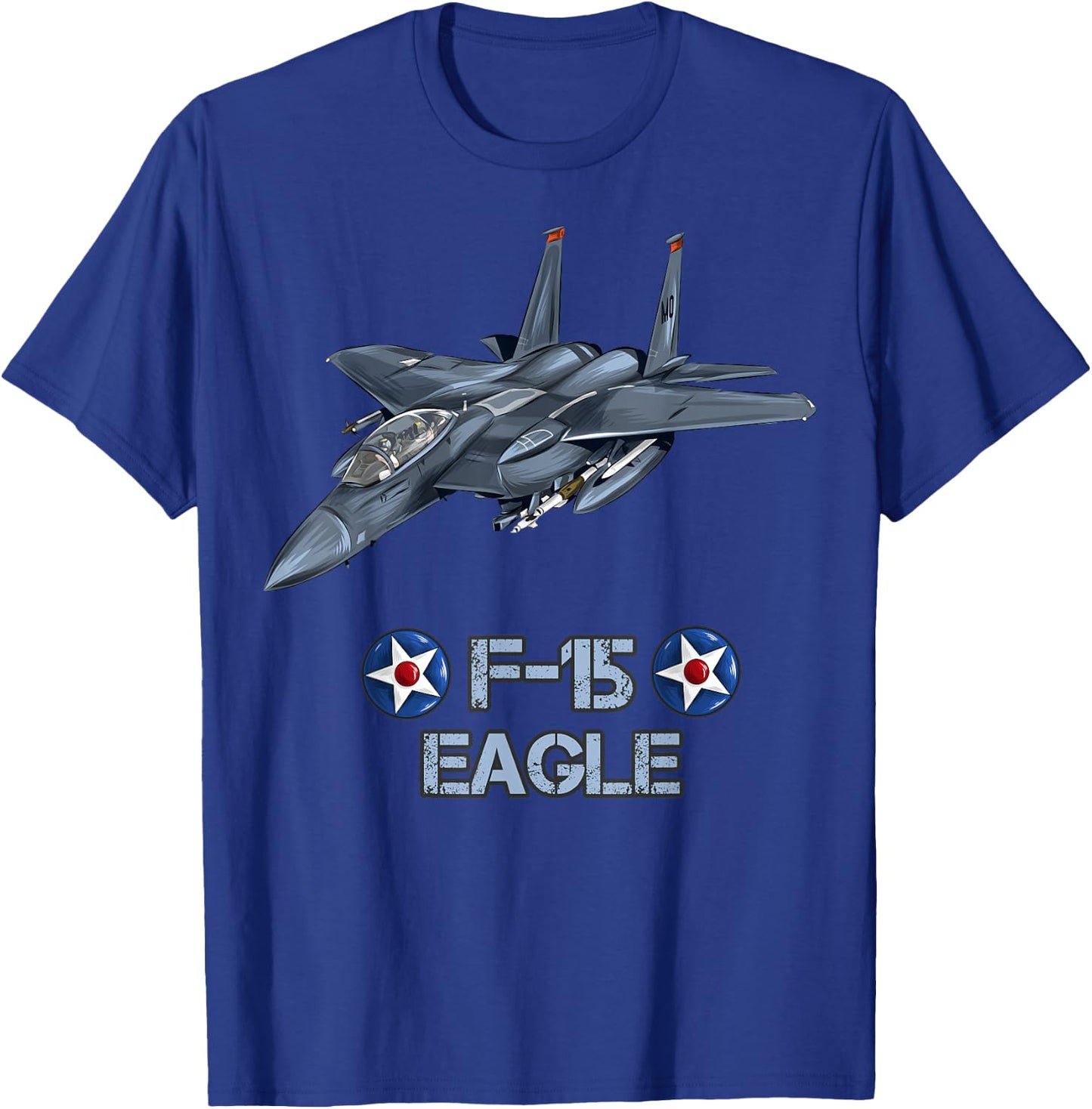 American Air Force Aircraft Fighter F15 Eagle Gift T-Shirt - T-Shirt | Royal
