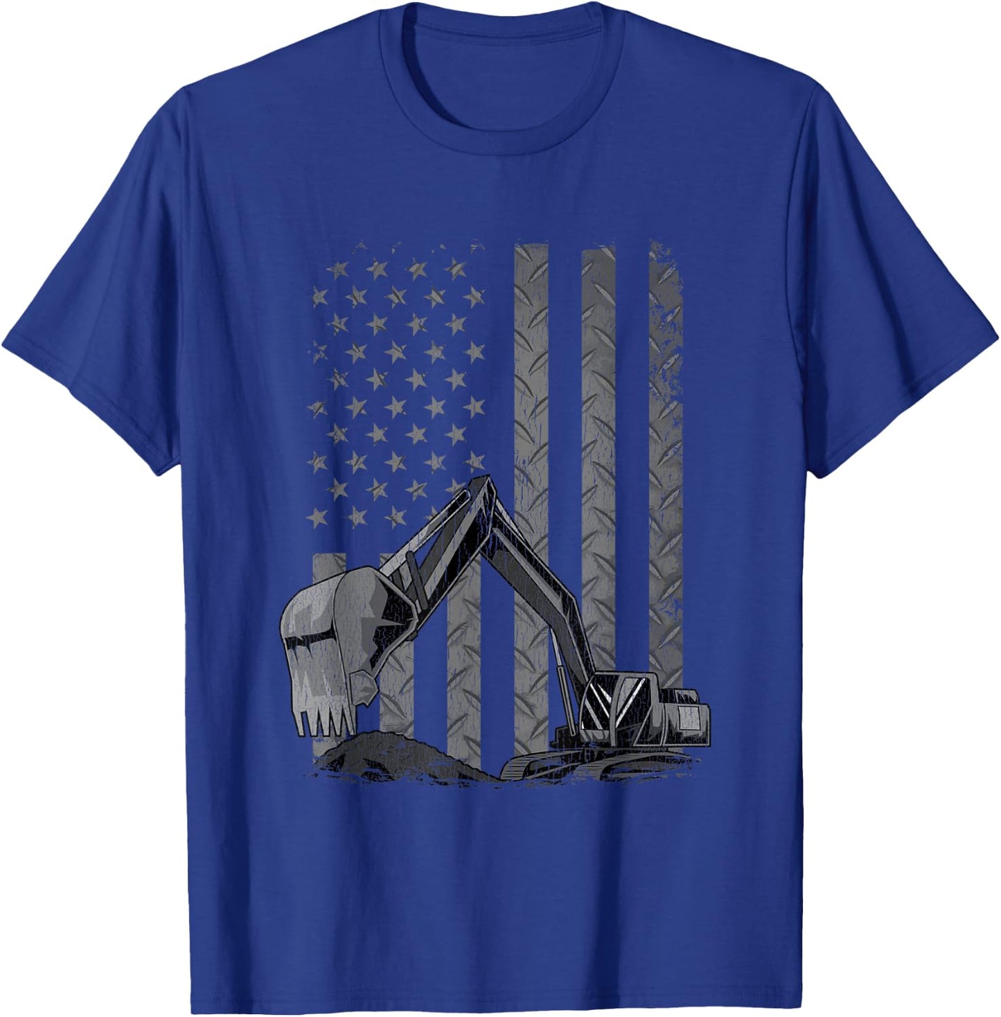 Patriotic Construction Worker Excavator Operator Digger Cool T-Shirt - T-Shirt | Royal