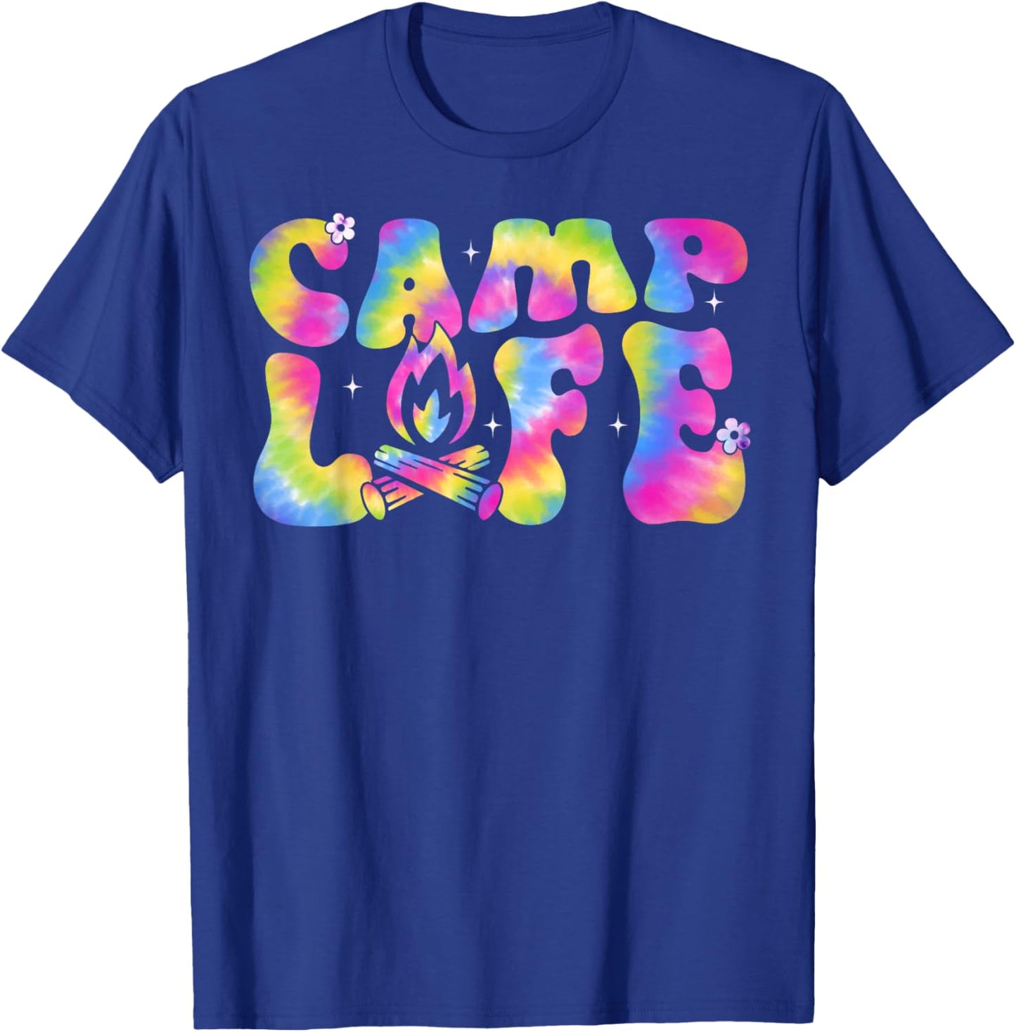Summer Camp Life Camping Summer Tie Dye Groovy Men Women T-Shirt - T-Shirt | Royal