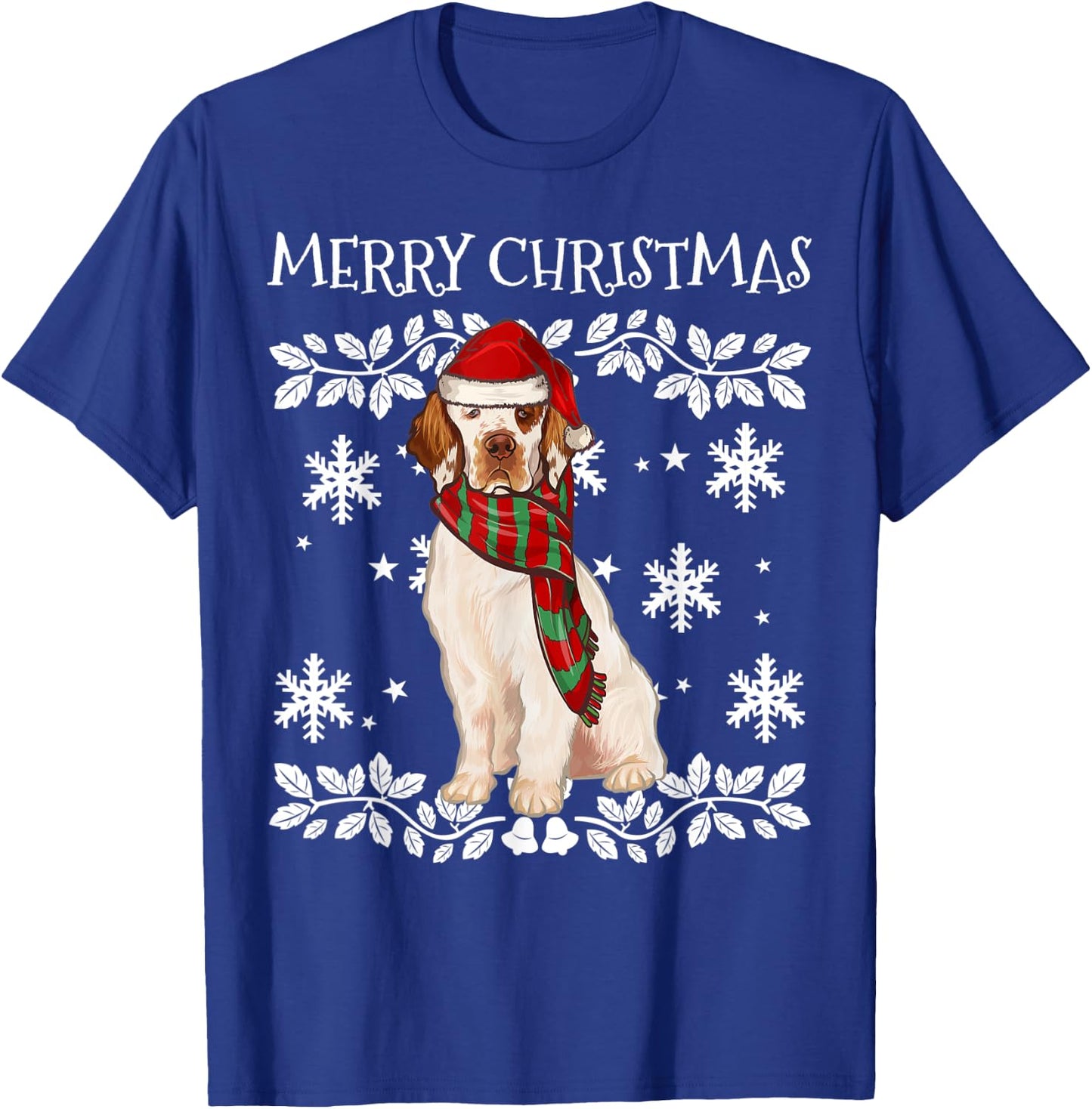 Merry Christmas Ornament Clumber Spaniel Xmas Santa T-Shirt - T-Shirt | Royal