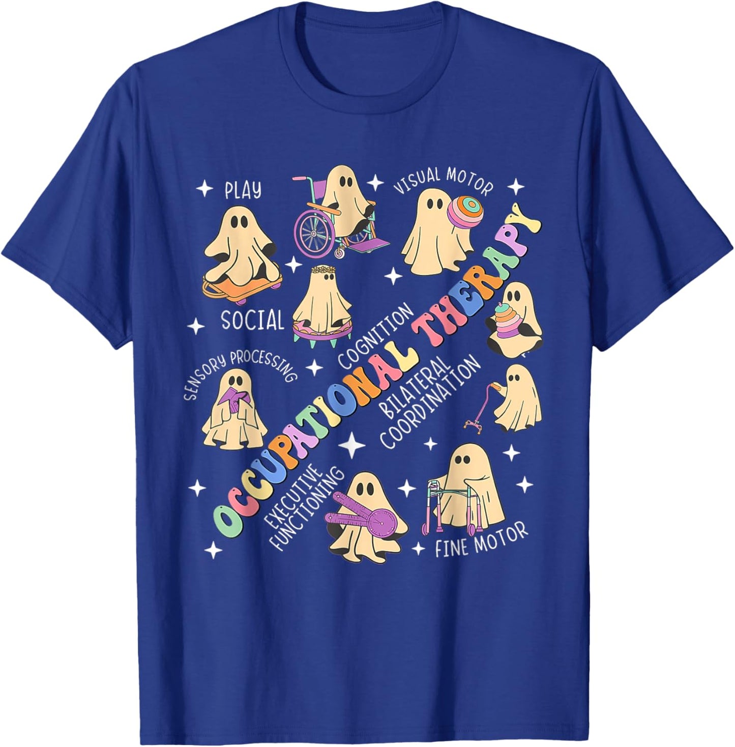 OT Occupational Therapy Therapist Halloween Spooky OTA Ghost T-Shirt - T-Shirt | Royal