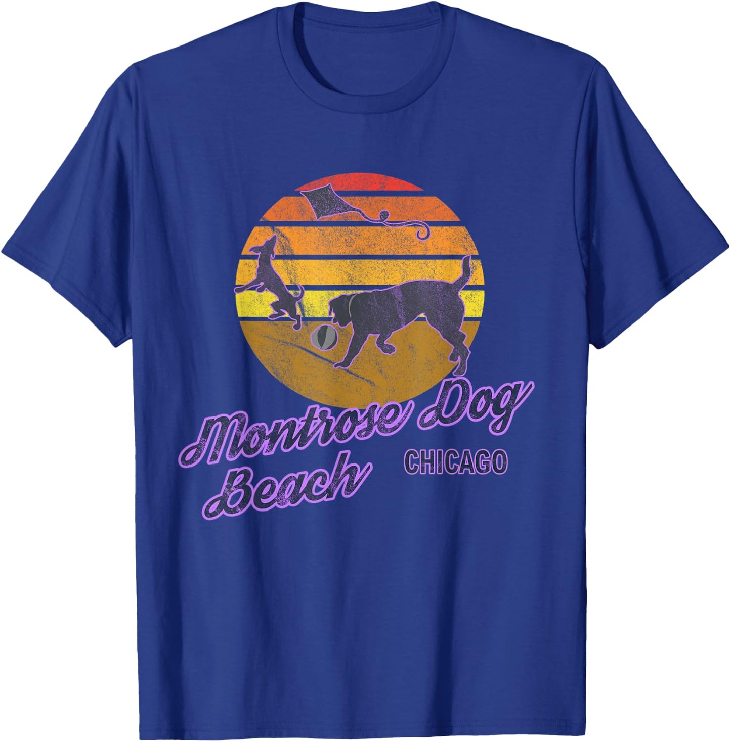Montrose Dog Beach Chicago Illinois USA Dog Walkers T-Shirt - T-Shirt | Royal