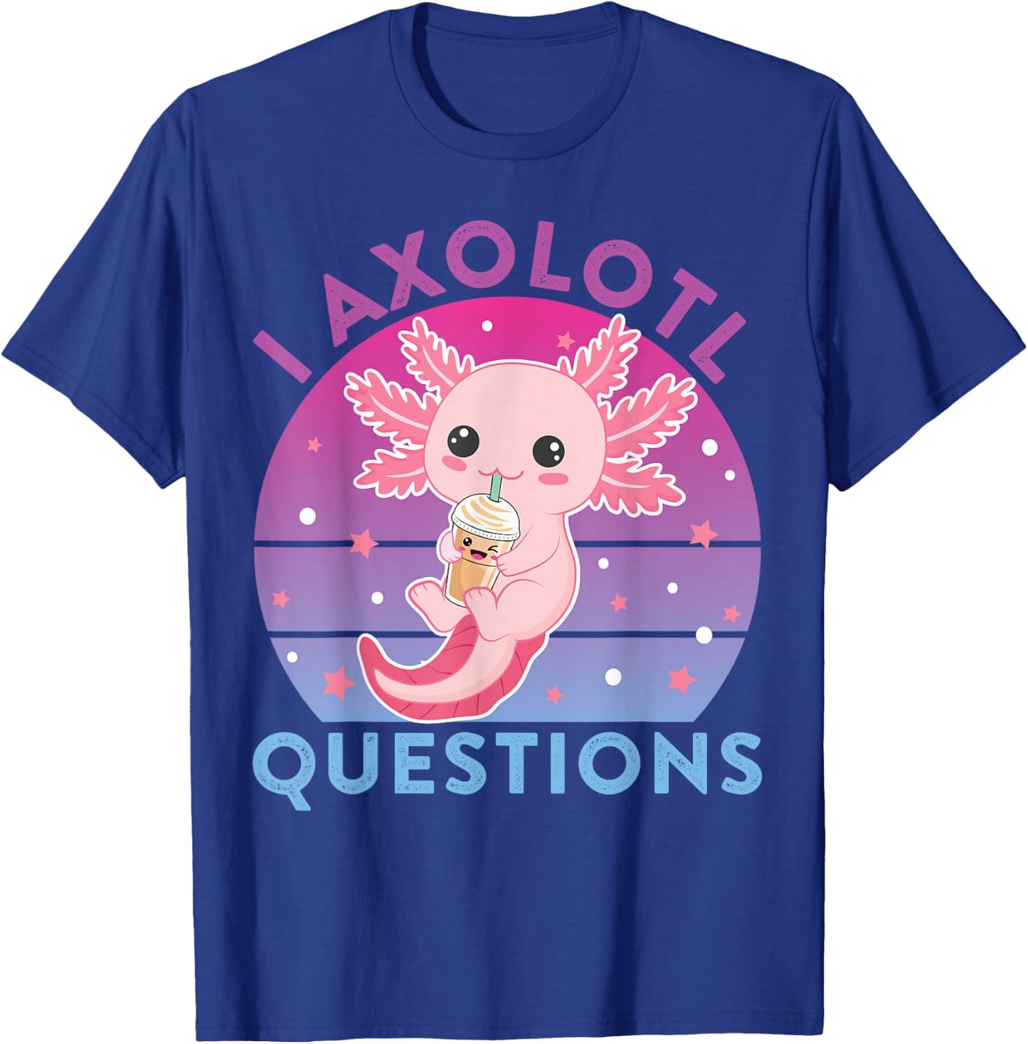 I Ask Axolotl Questions Kids Cute Axolotl Retro Vintage T-Shirt - T-Shirt | Royal