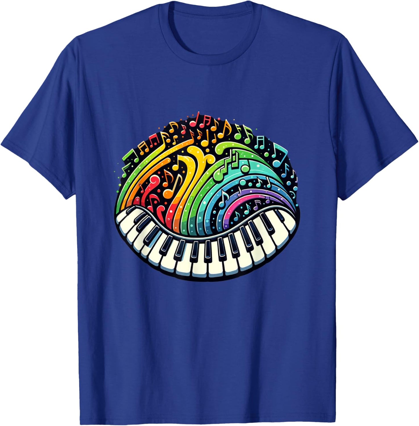 Cool Piano Colorful Keyboard Music Notes Musician Pianist T-Shirt - T-Shirt | Royal
