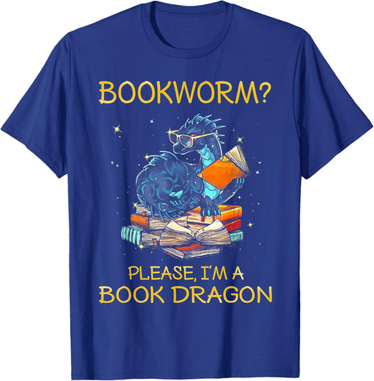 Bookworm Please I'm A Book Dragon T-Shirt - T-Shirt | Royal