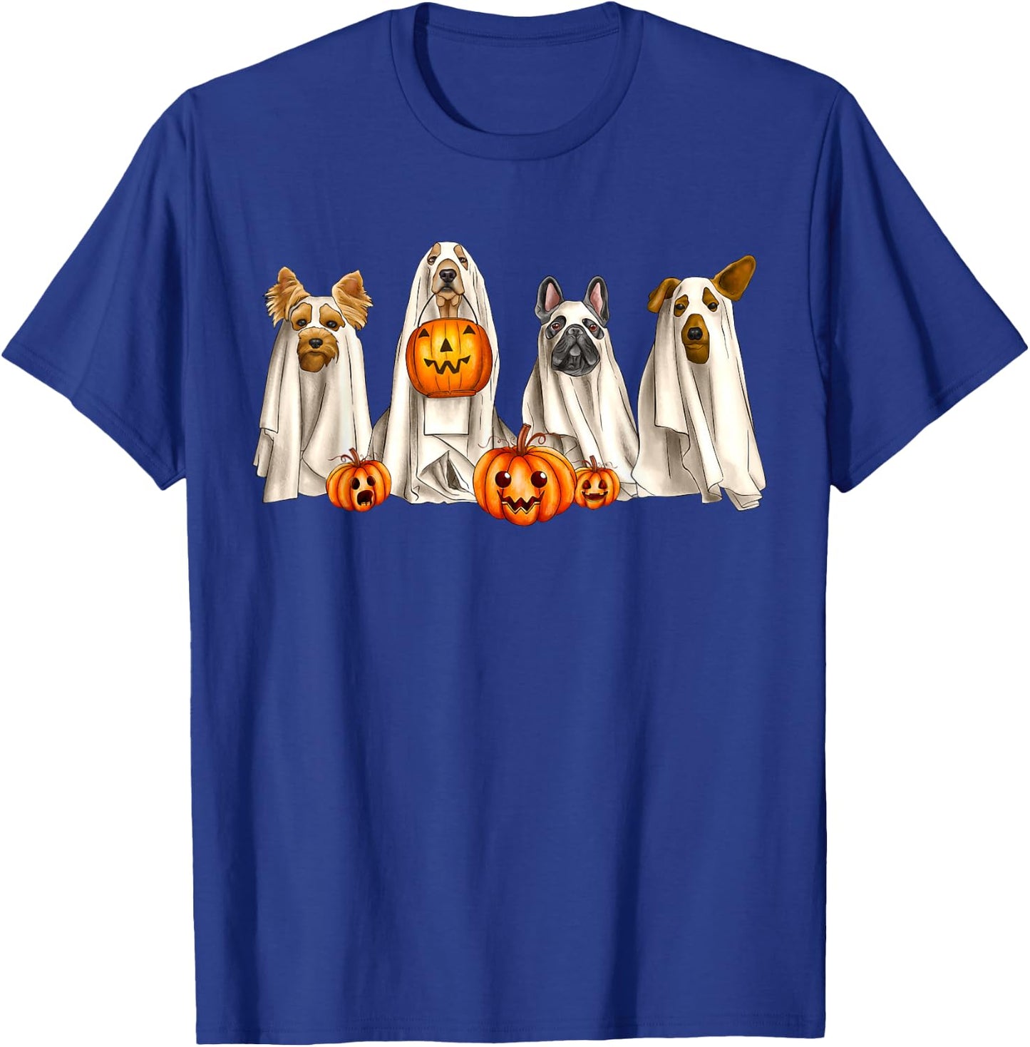 Ghost Dogs Spooky Season Dog Dressed As Ghost Halloween T-Shirt - T-Shirt | Royal