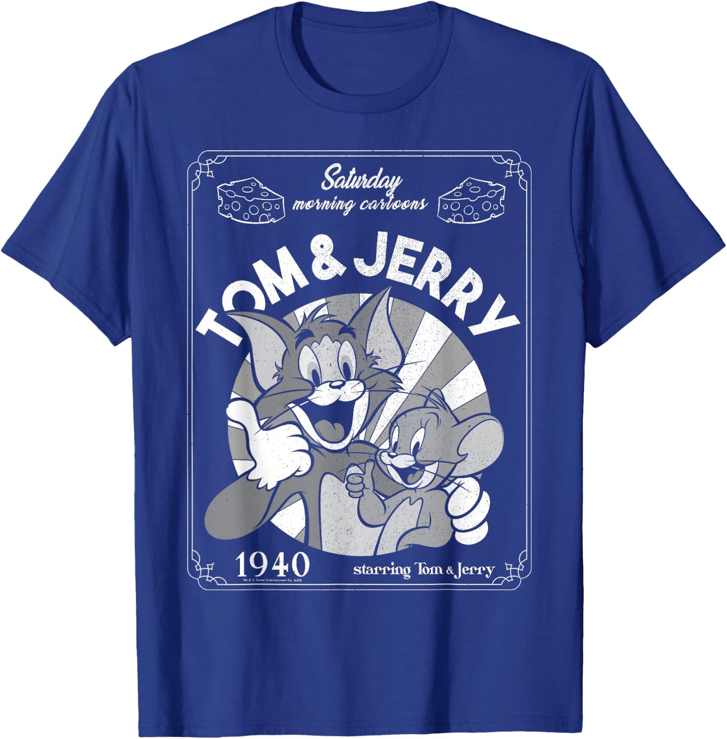 Tom And Jerry Saturday Morning Cartoons 1940 Portrait T-Shirt - T-Shirt | Royal