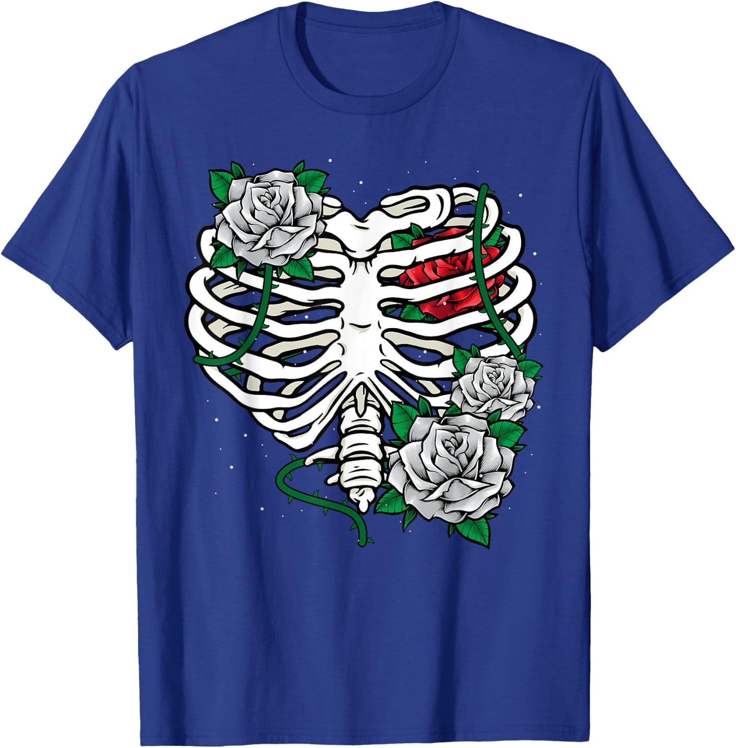 Skeleton Rib Cage With Flowers Halloween XRay Skeleton Candy T-Shirt - T-Shirt | Royal