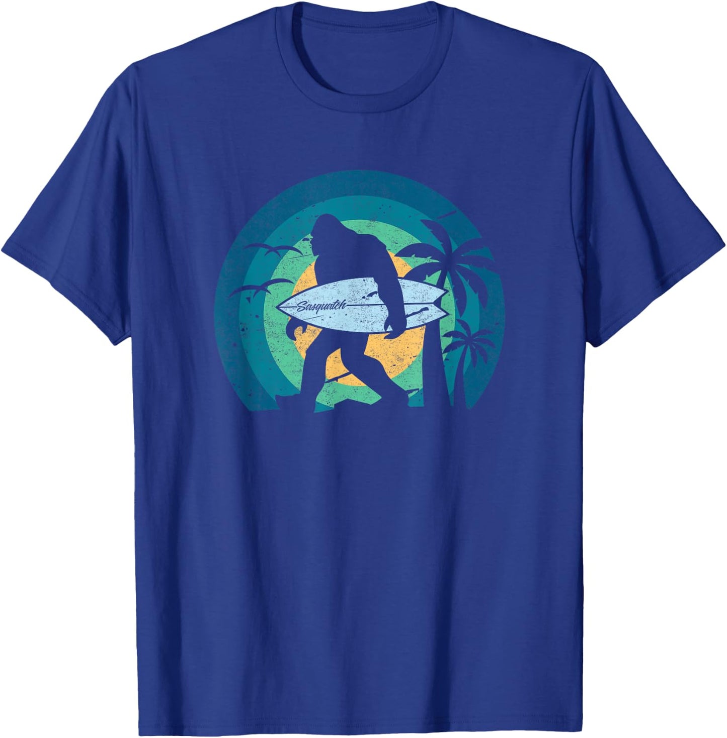 Bigfoot Surfing Shirt Funny Sasquatch Yeti Surf Men Kids T-Shirt - T-Shirt | Royal