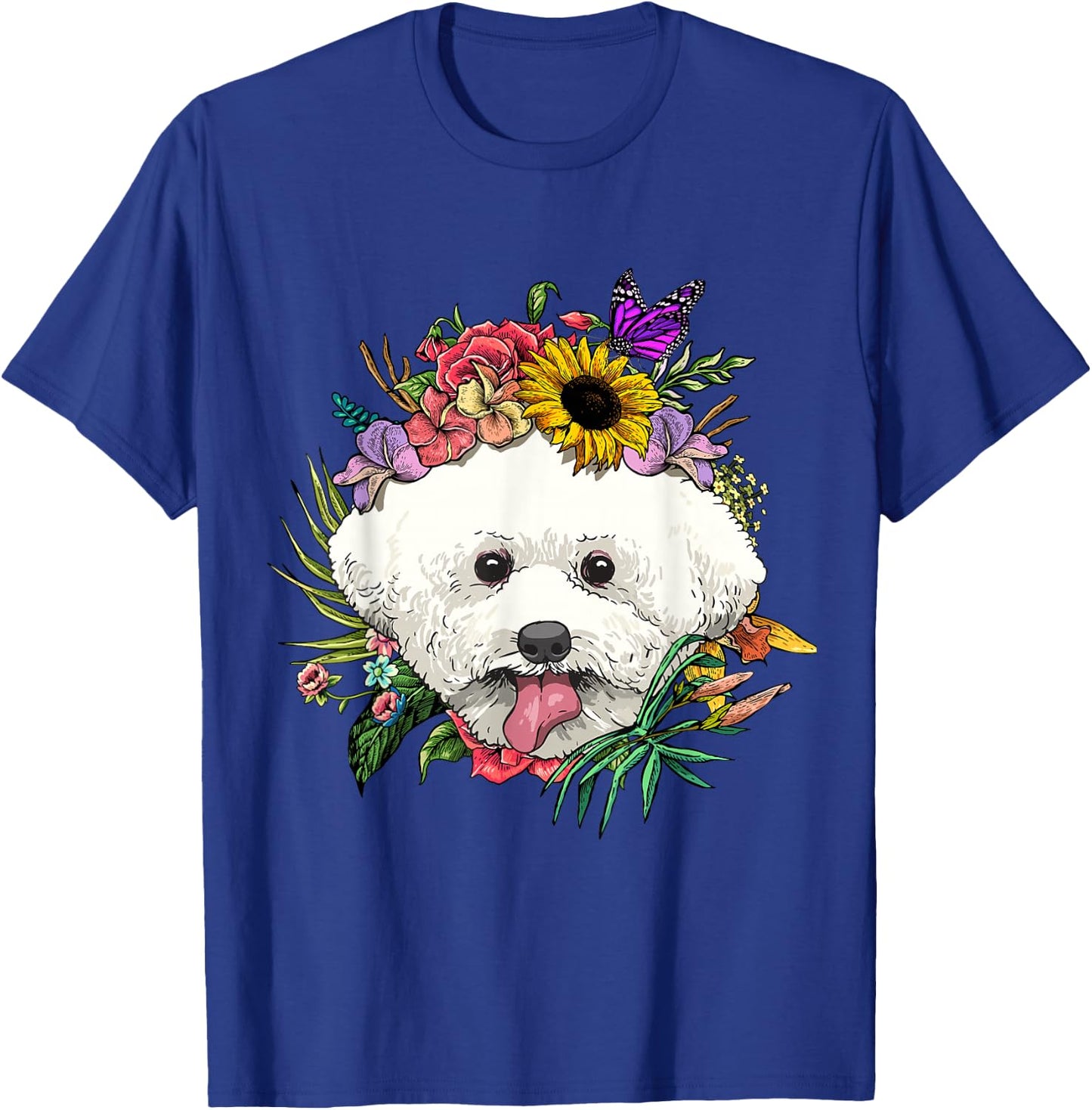 Floral Bichon Frise Dog Spring Nature Dog Lovers T-Shirt - T-Shirt | Royal
