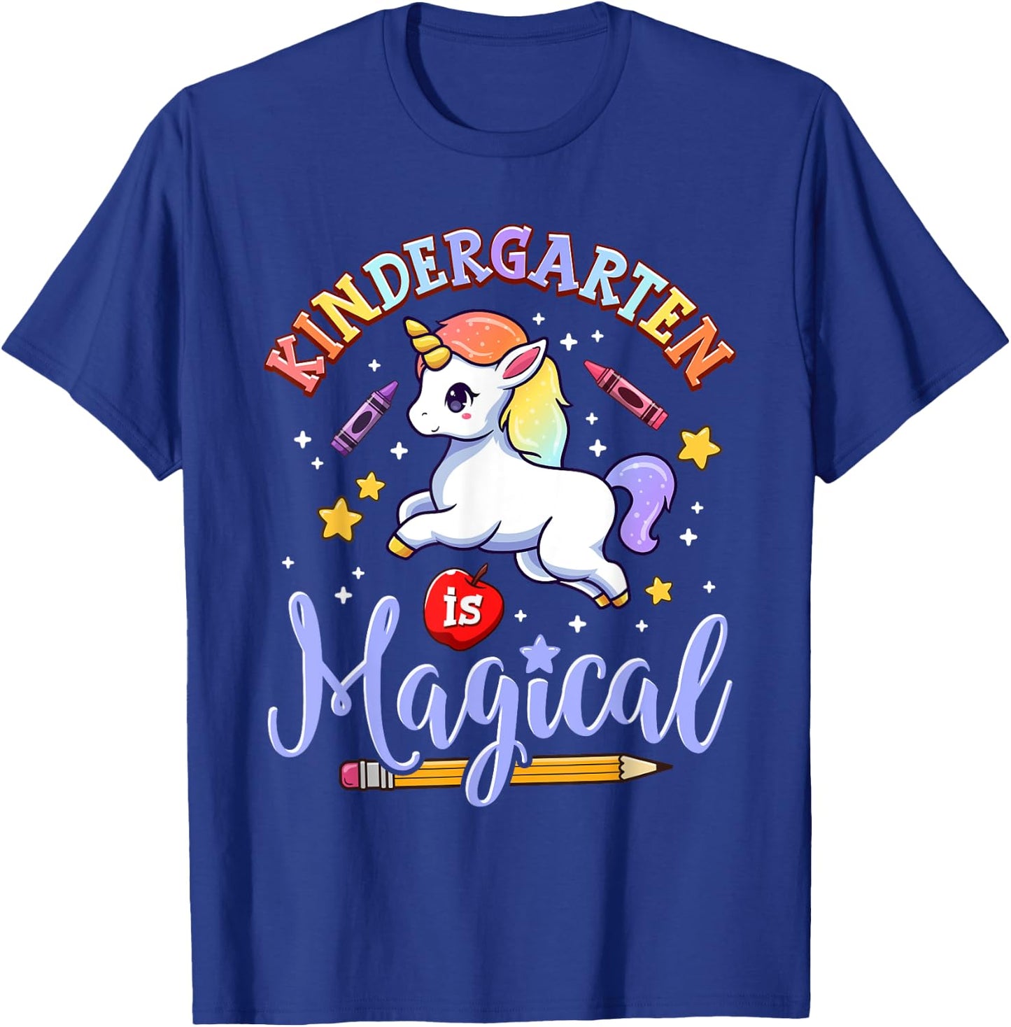 Cute Unicorn Kindergarten Is Magical Teacher Women Girl T-Shirt - T-Shirt | Royal