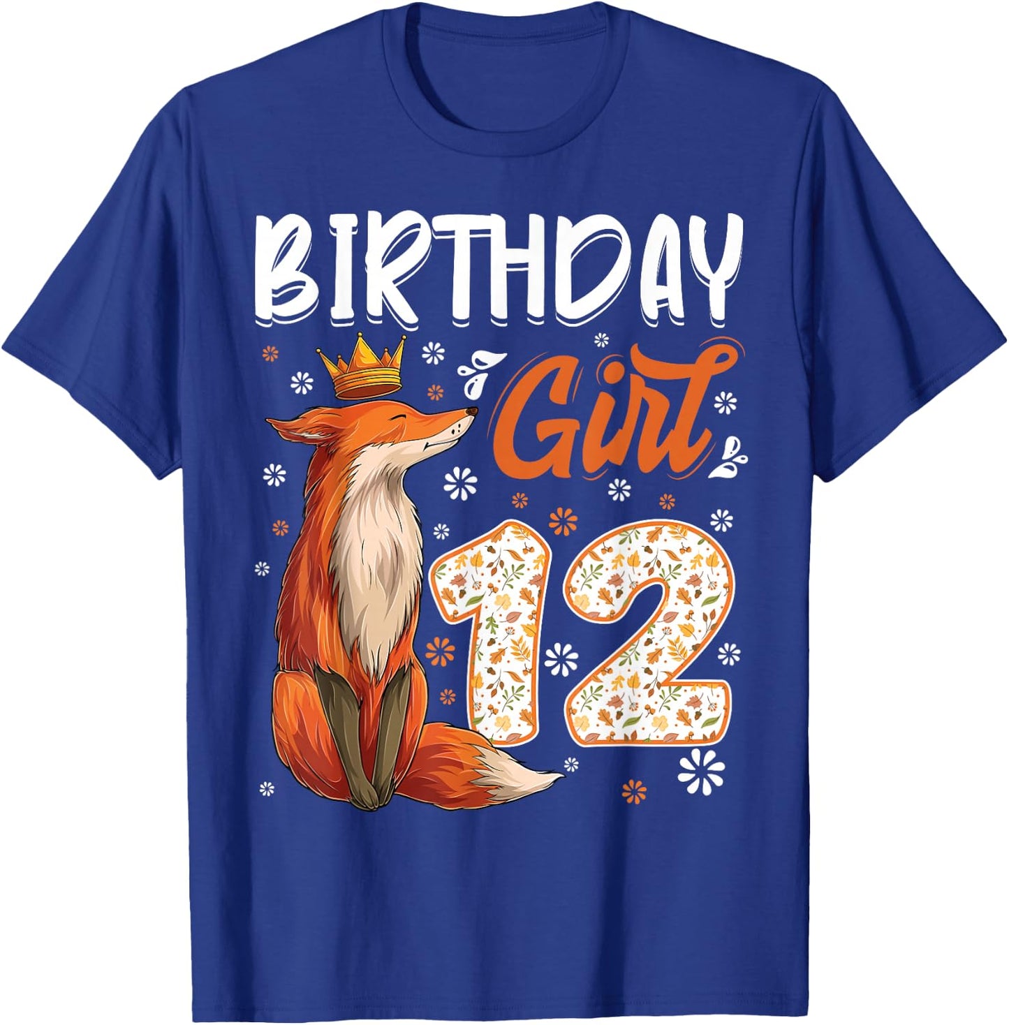 Fox Animal Lovers 12th Birthday Girl Fox B-day 12 year old T-Shirt - T-Shirt | Royal