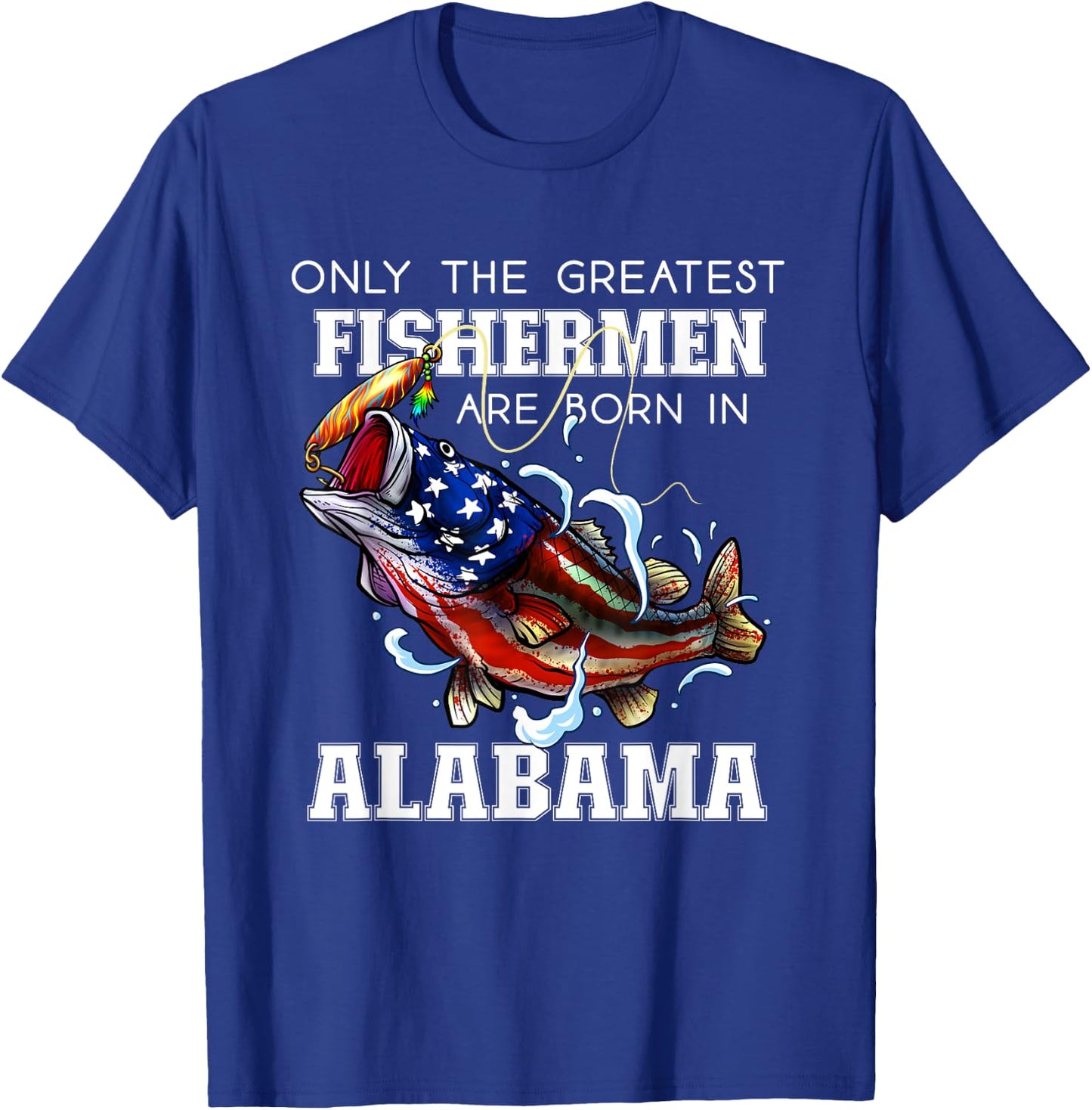 Alabama Fishing Greatest Fisherman American Flag Fish T-Shirt - T-Shirt | Royal