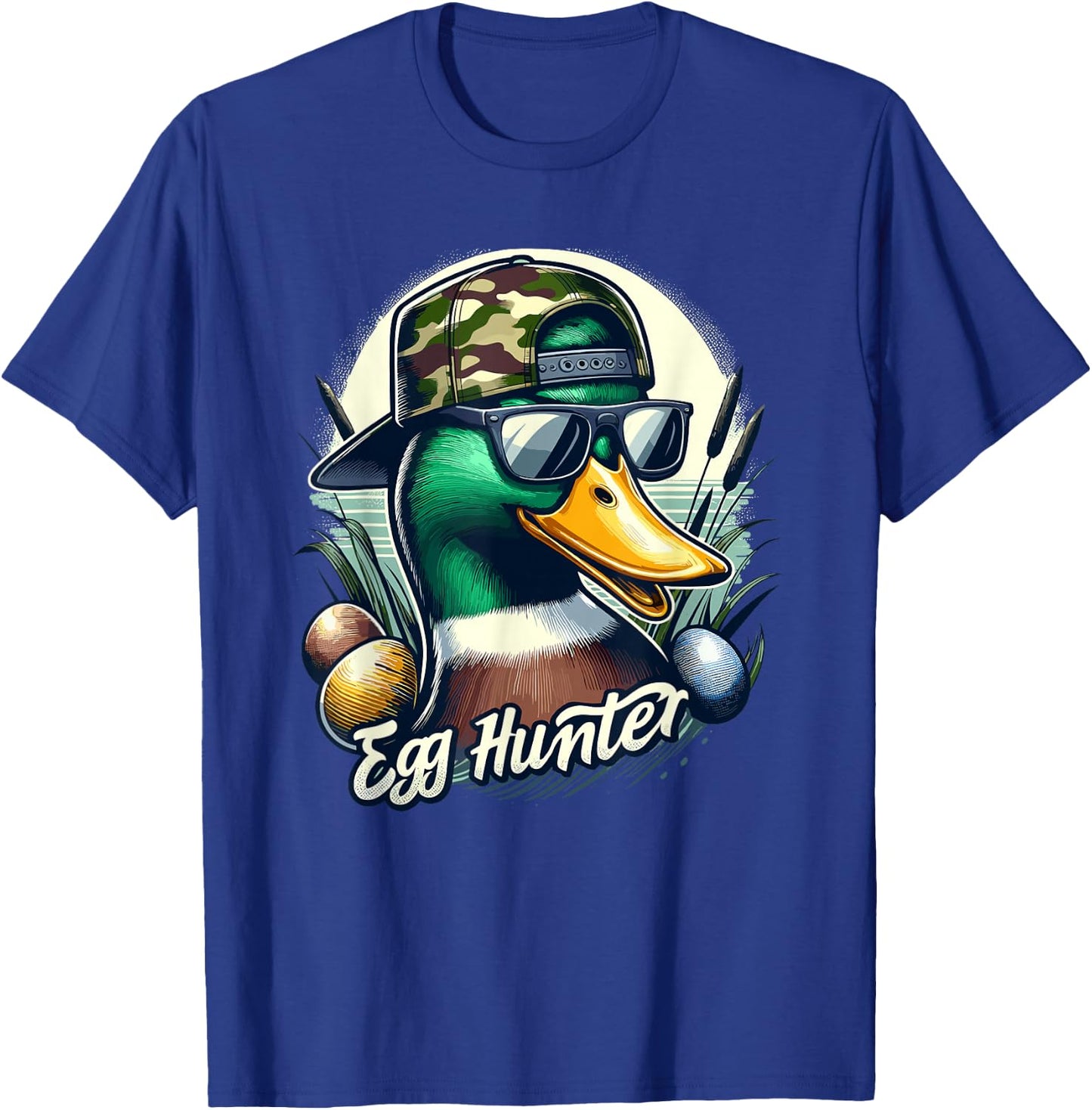 Easter Mallard Duck The Hunt Is On Easter Camo Duck Egg Hunt T-Shirt - T-Shirt | Royal