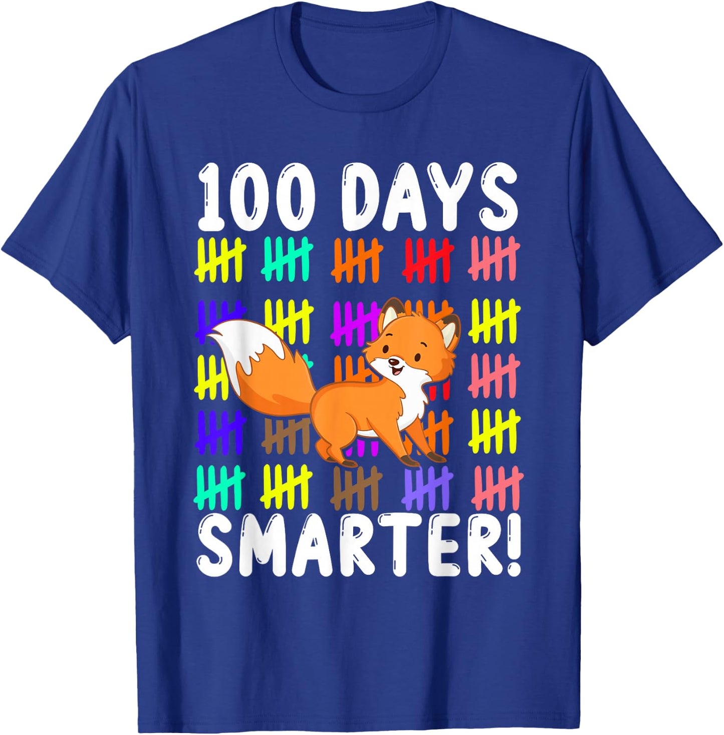 Zoo Animal Cute Fox Student Kids Gift 100 Days Of School T-Shirt - T-Shirt | Royal