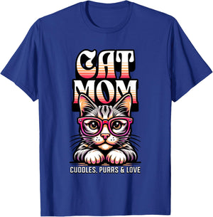 Funny Cat Mom Best Cat Mom Ever Coolest Cat Mama Graphic T-Shirt - T-Shirt | Royal