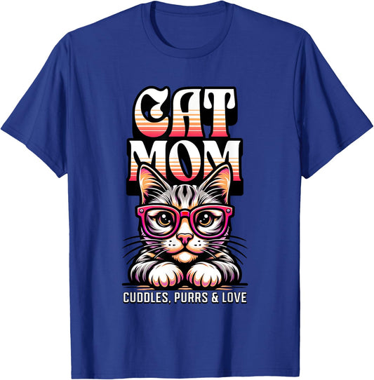 Funny Cat Mom Best Cat Mom Ever Coolest Cat Mama Graphic T-Shirt - T-Shirt | Royal