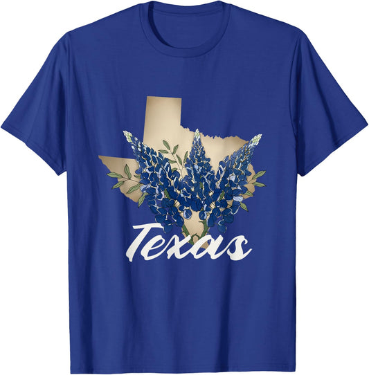 Texas Bluebonnet Pride with Spring Wildflowers T-Shirt - T-Shirt | Royal