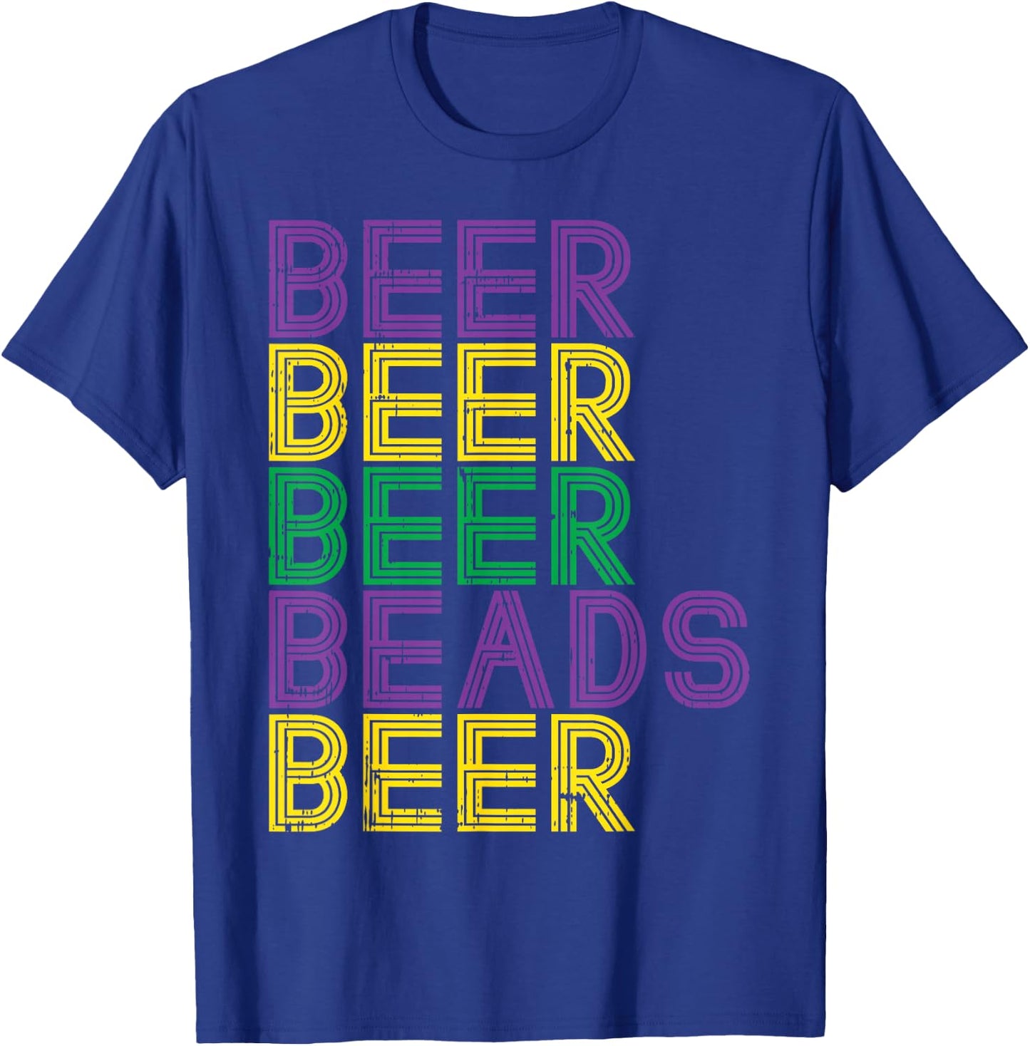 Retro Beer Beads Funny Mardi Gras Party Carnival Men Women T-Shirt - T-Shirt | Royal