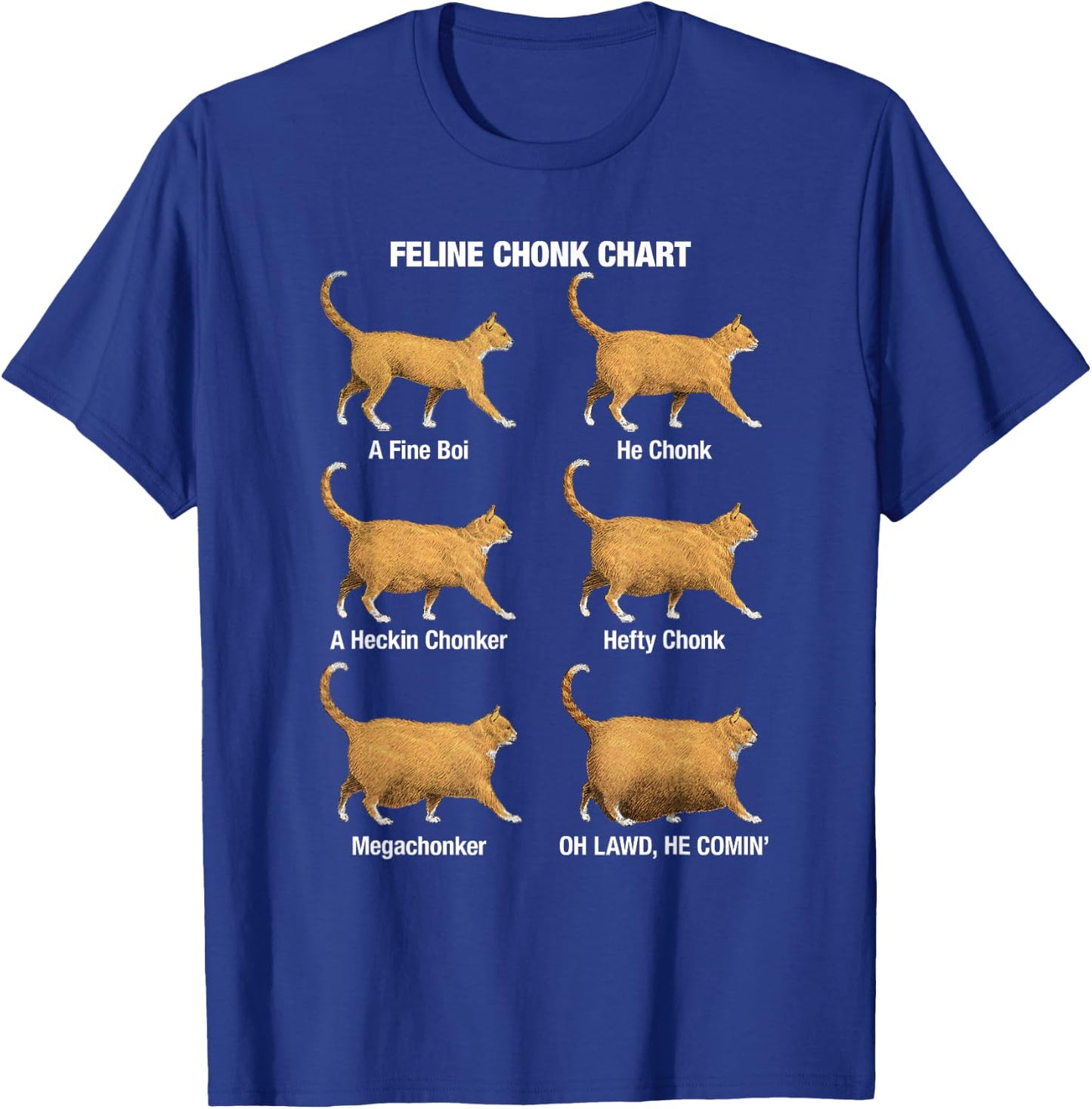 Feline Chonk Cat Chart, Funny Cat Meme, Oh Lawd He Comin T-Shirt - T-Shirt | Royal