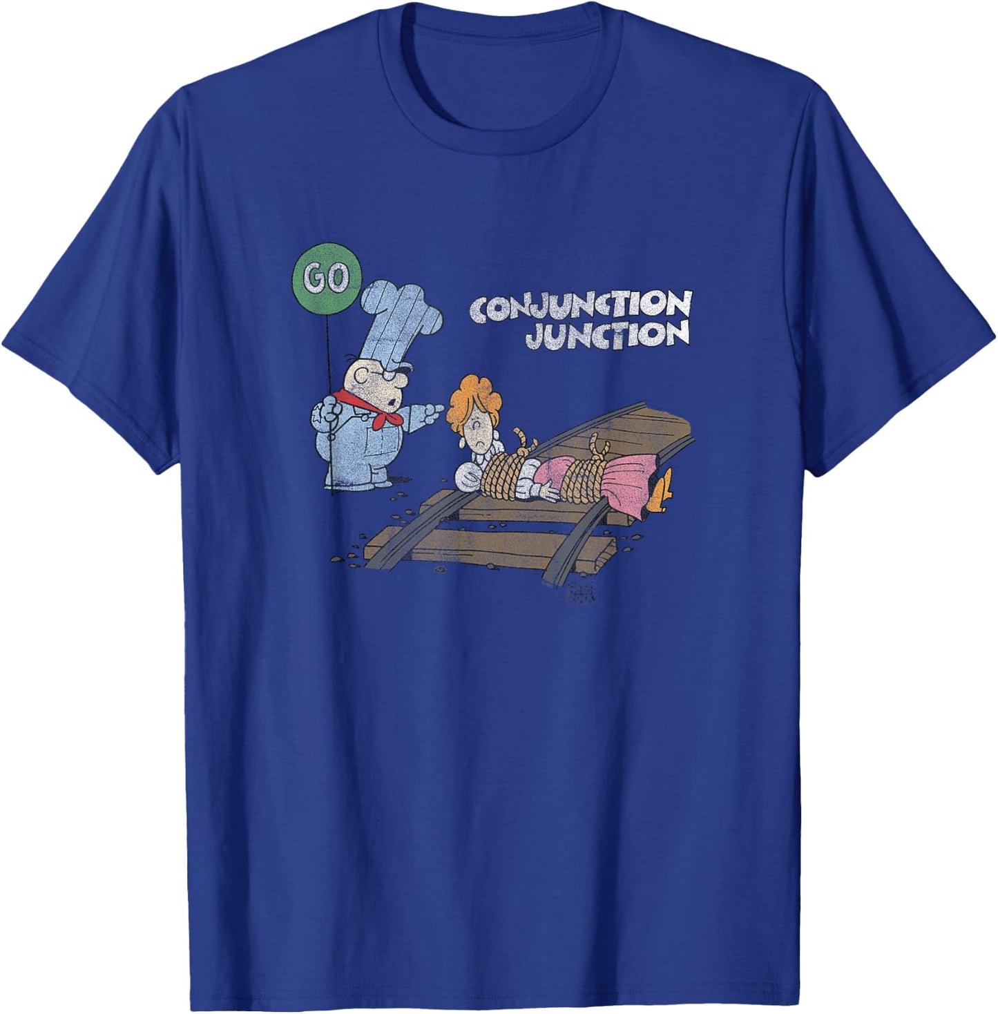 Schoolhouse Rock Conjunction Junction Railroad Vintage T-Shirt - T-Shirt | Royal