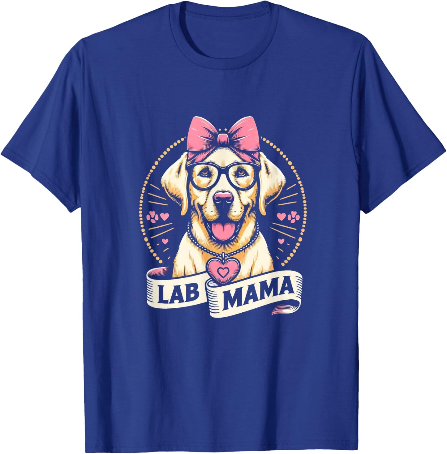 Lab Mama Labrador Retriever Mom Dog Glasses Graphic Design Men Women Girls Kids T-Shirt - T-Shirt | Royal