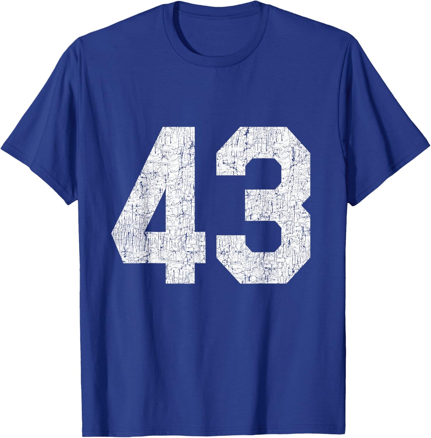 #43 Jersey Uniform Varsity Sports Number, 43rd Birthday T-Shirt - T-Shirt | Royal