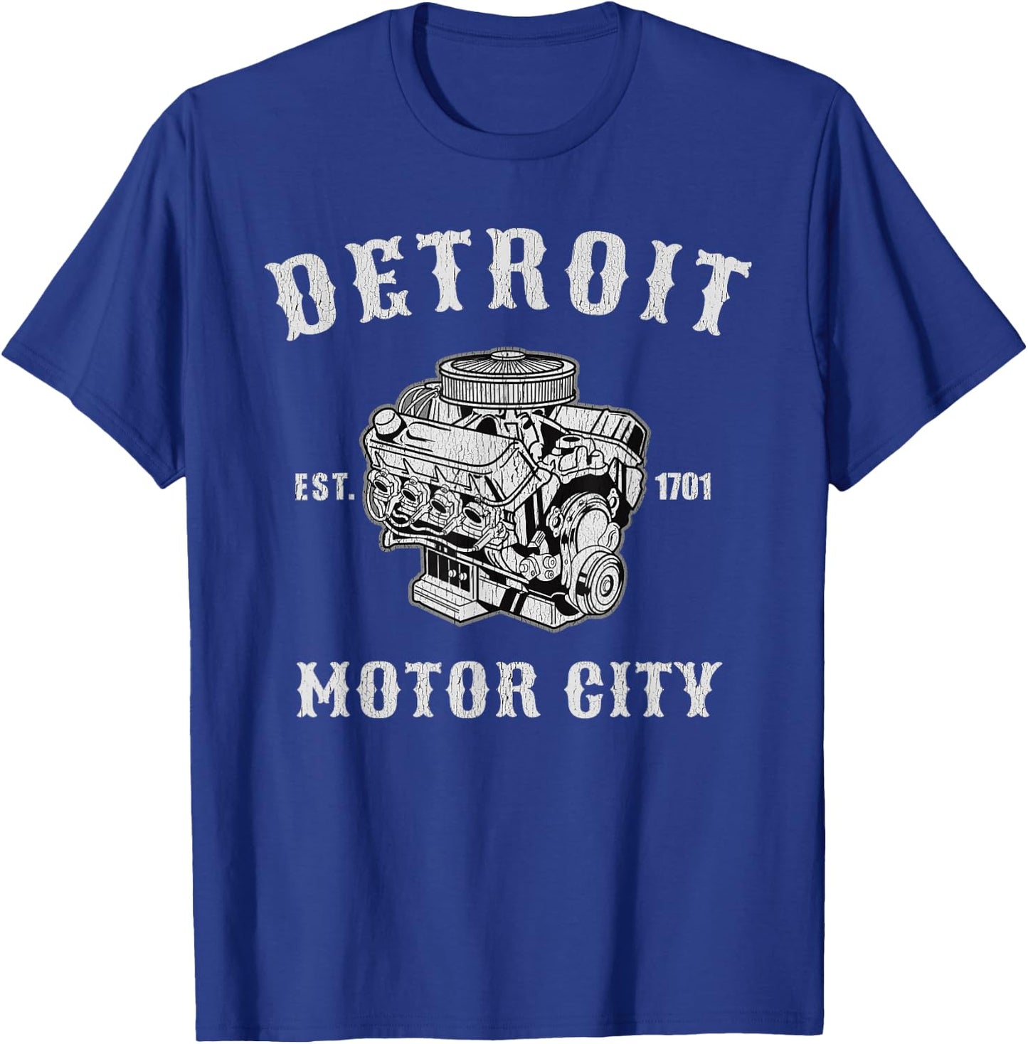 Vintage Big Block Detroit Motor City Michigan Car Enthusiast T-Shirt - T-Shirt | Royal