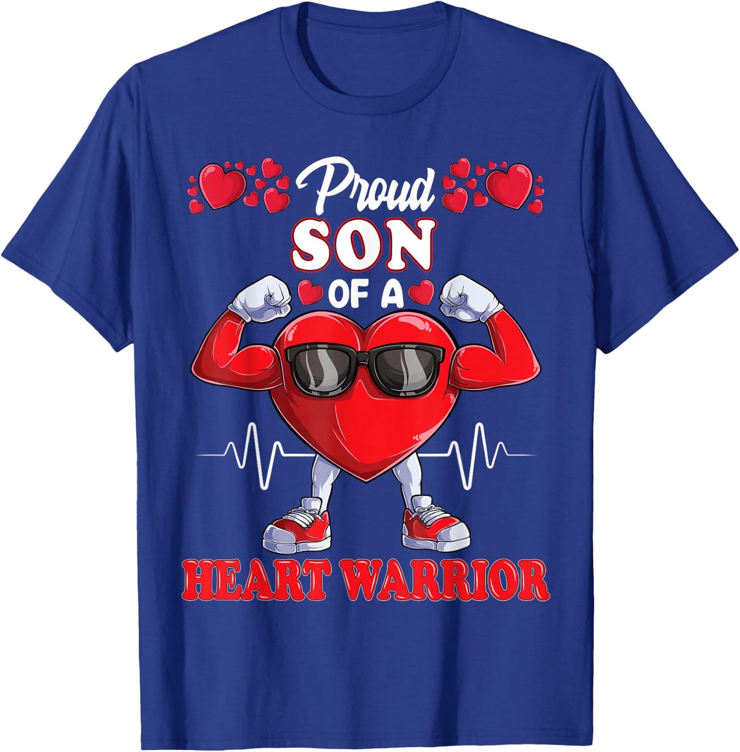 Proud Son of a Heart Warrior CHD Awareness T-Shirt - T-Shirt | Royal