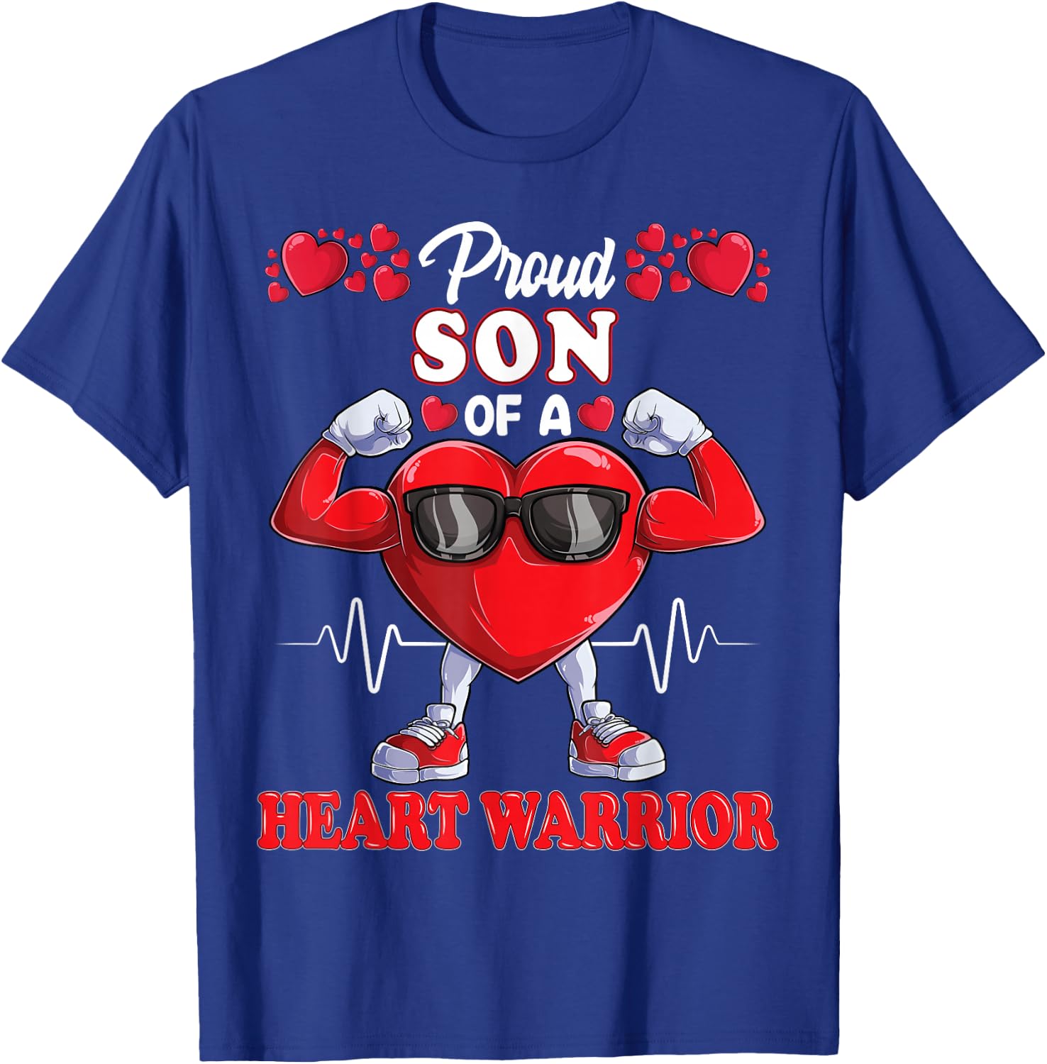 Proud Son of a Heart Warrior CHD Awareness T-Shirt - T-Shirt | Royal
